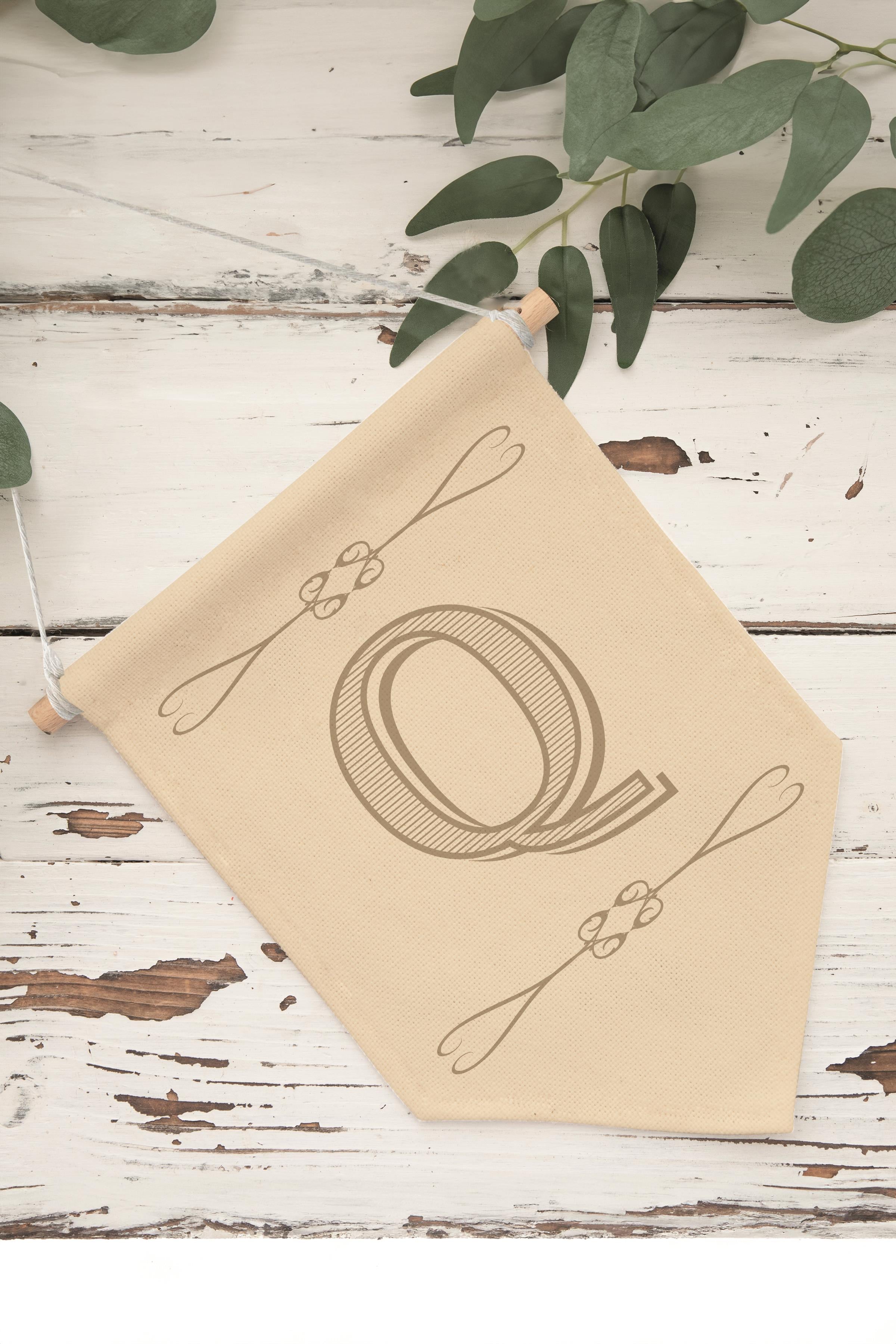 Çocuk Odası Dekor, Duvar Süsü, Ahşap Bebek Odası Dekor, Canvas Flama, Boho Monogram Q Harfi