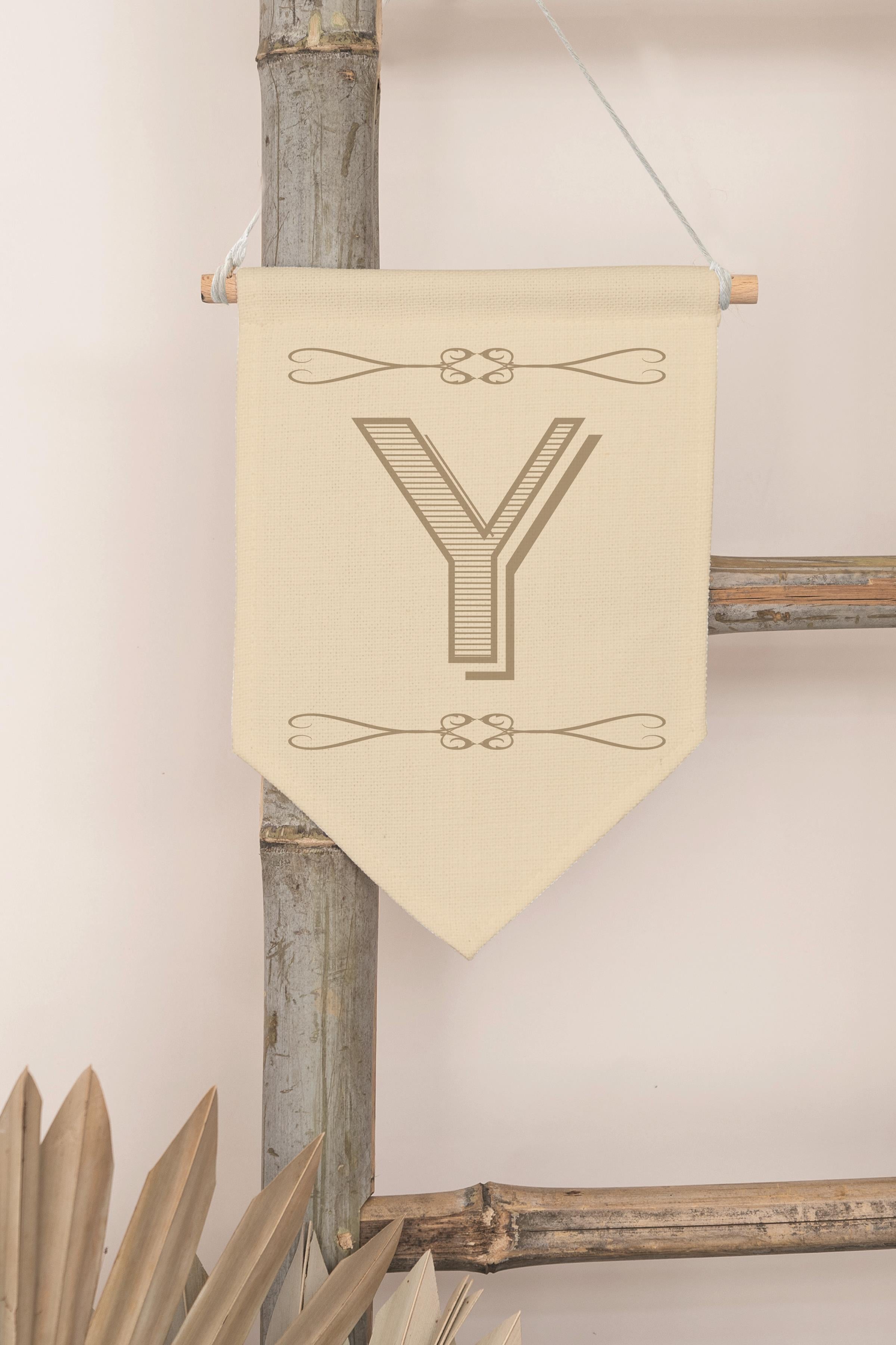 Çocuk Odası Dekor, Duvar Süsü, Ahşap Bebek Odası Dekor, Canvas Flama, Boho Monogram Y Harfi