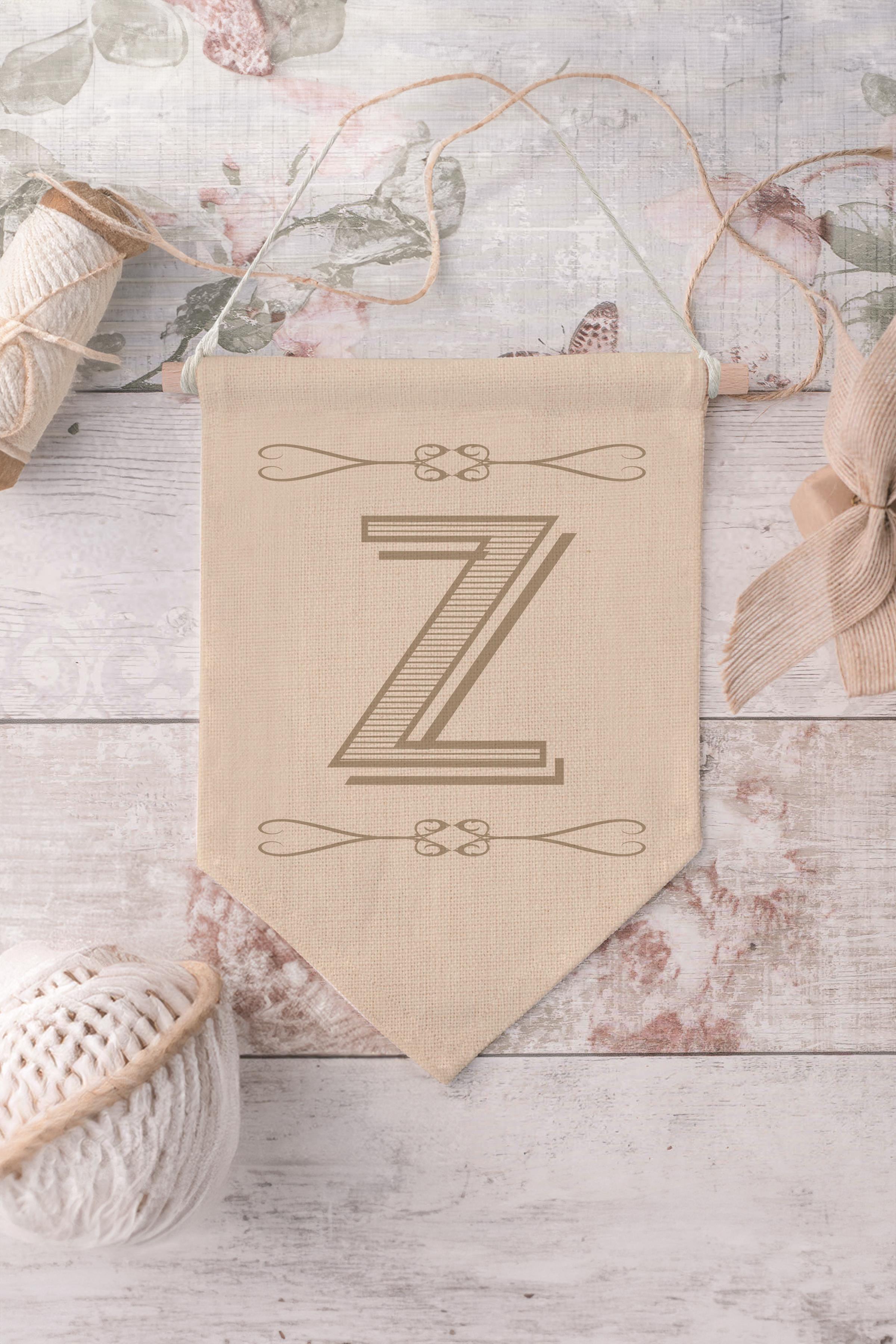 Çocuk Odası Dekor, Duvar Süsü, Ahşap Bebek Odası Dekor, Canvas Flama, Boho Monogram Z Harfi