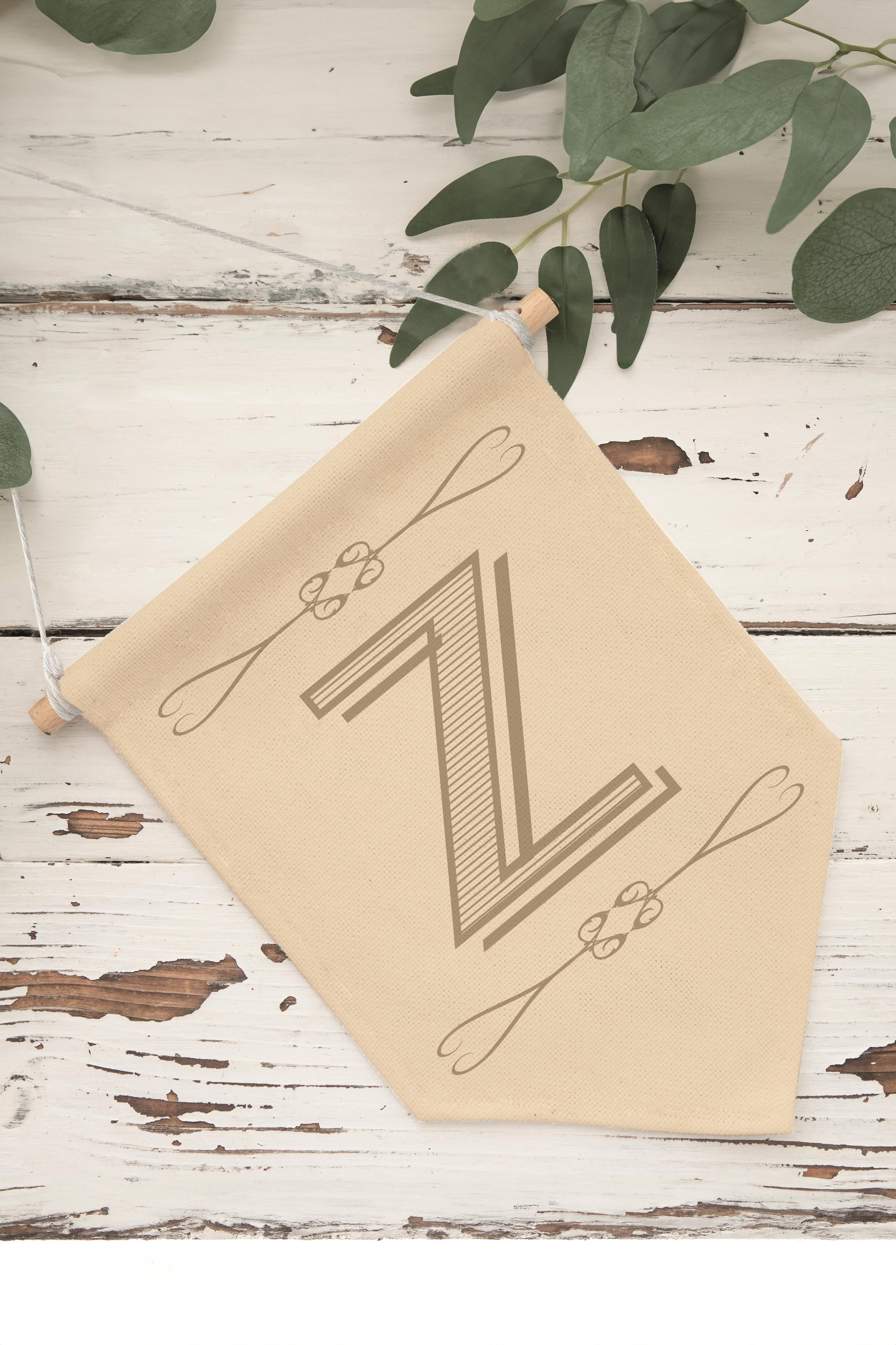 Çocuk Odası Dekor, Duvar Süsü, Ahşap Bebek Odası Dekor, Canvas Flama, Boho Monogram Z Harfi