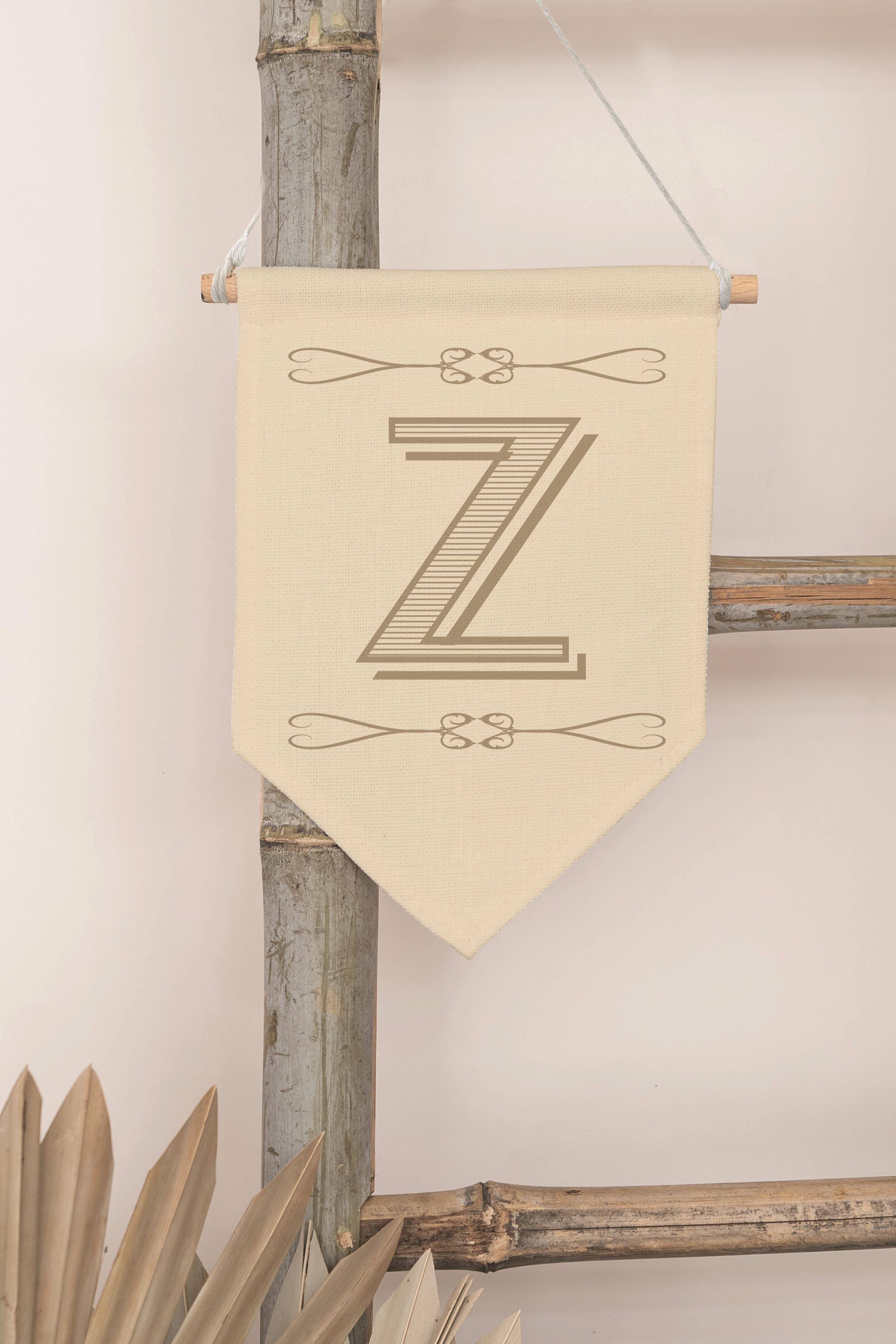Çocuk Odası Dekor, Duvar Süsü, Ahşap Bebek Odası Dekor, Canvas Flama, Boho Monogram Z Harfi