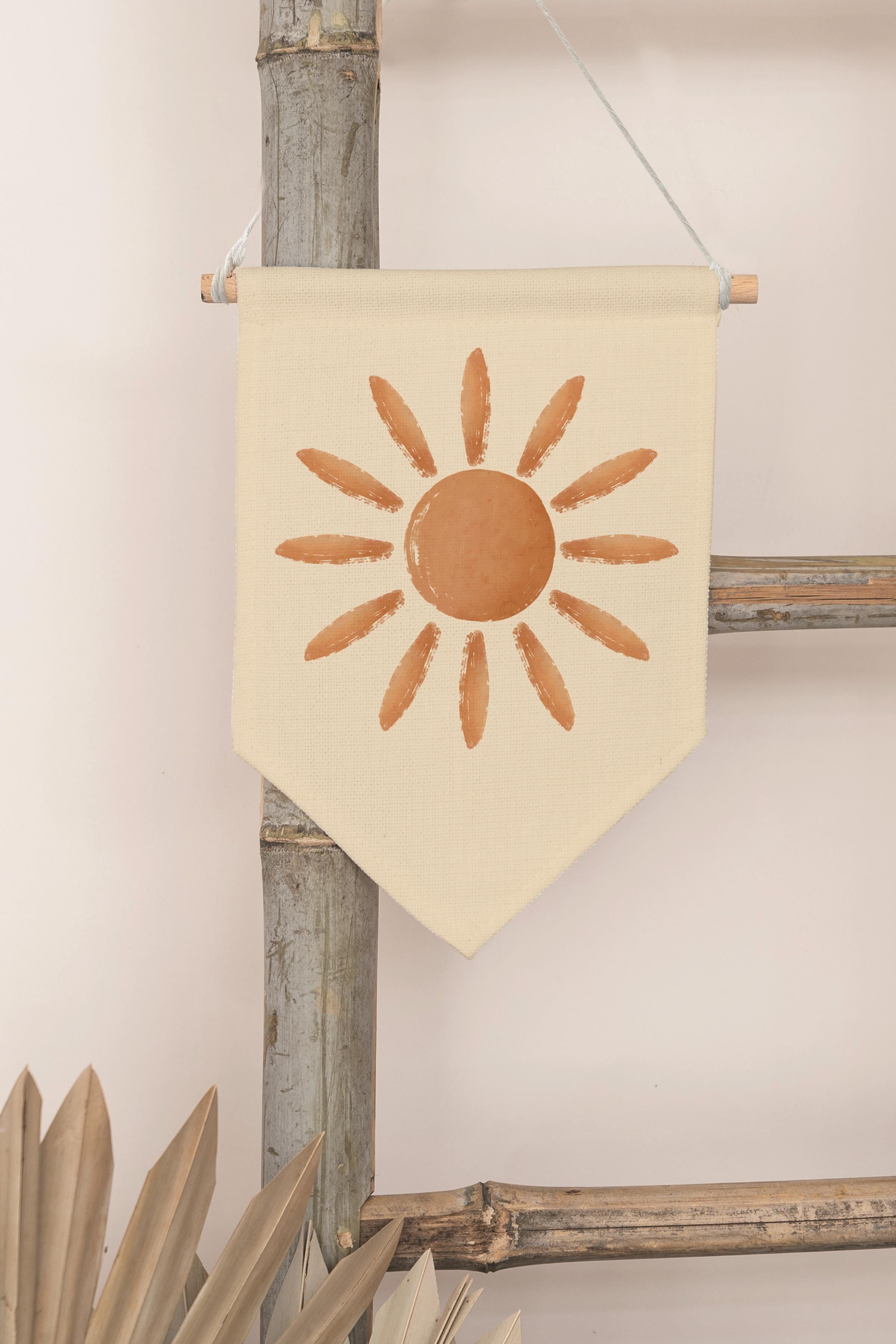 Çocuk Odası Dekor, Duvar Süsü, Ahşap Bebek Odası Dekor, Canvas Flama, Çiçek - Mavi Beyaz