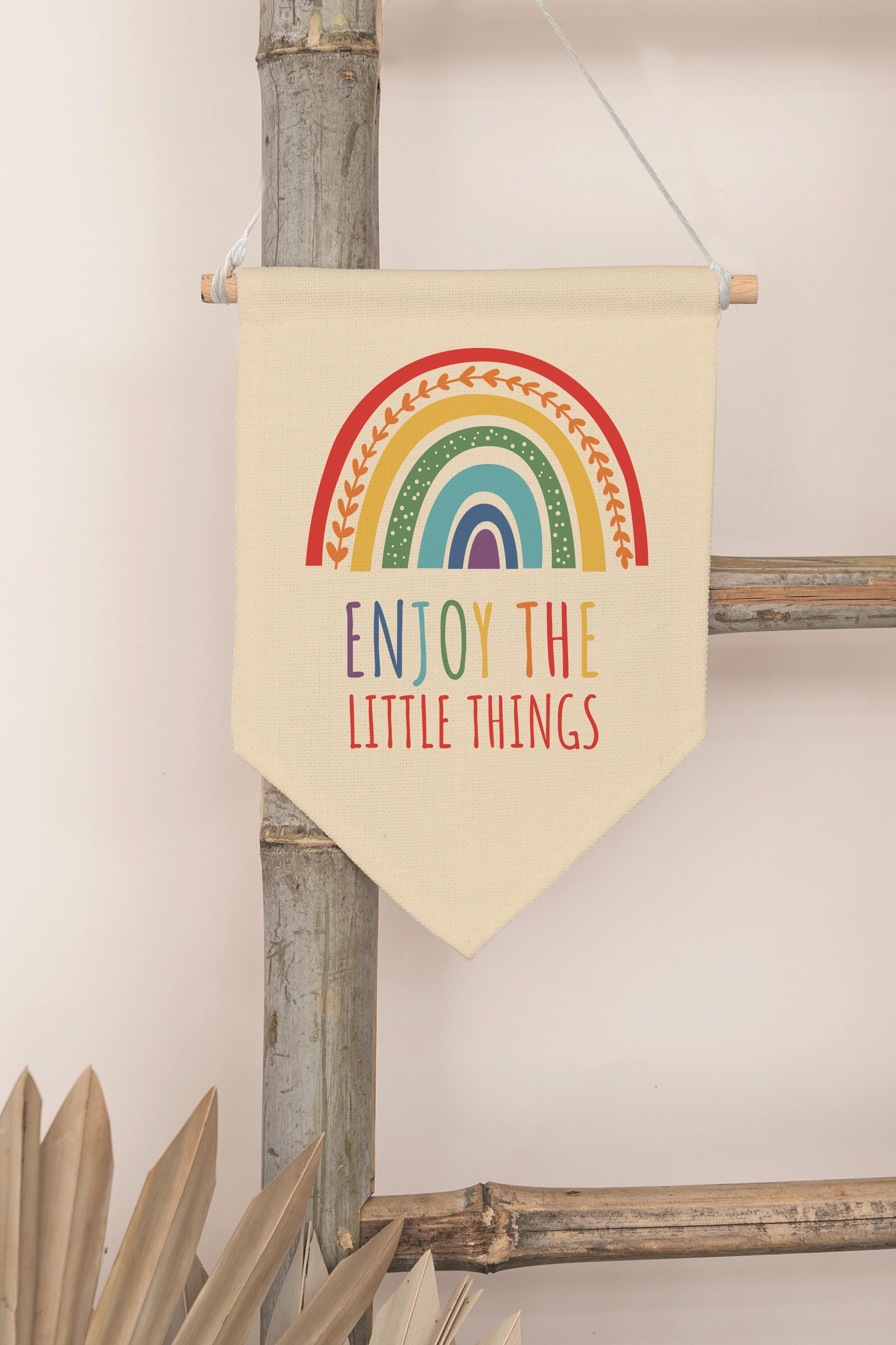 Çocuk Odası Dekor, Duvar Süsü, Ahşap Bebek Odası Dekor, Canvas Flama, Enjoy the Little Things