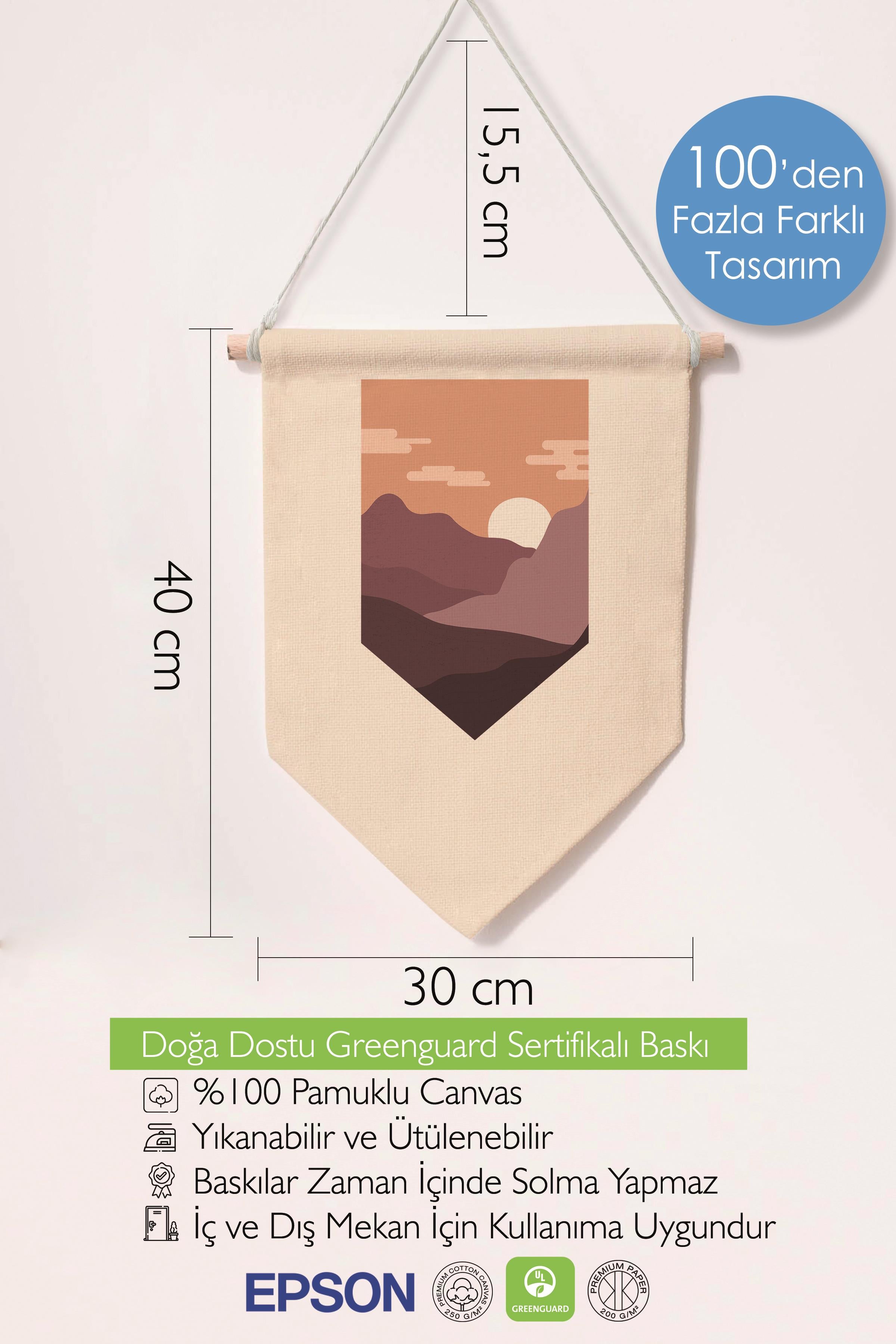 Çocuk Odası Dekor, Duvar Süsü, Ahşap Bebek Odası Dekor, Canvas Flama, Gün Batımı - Boho