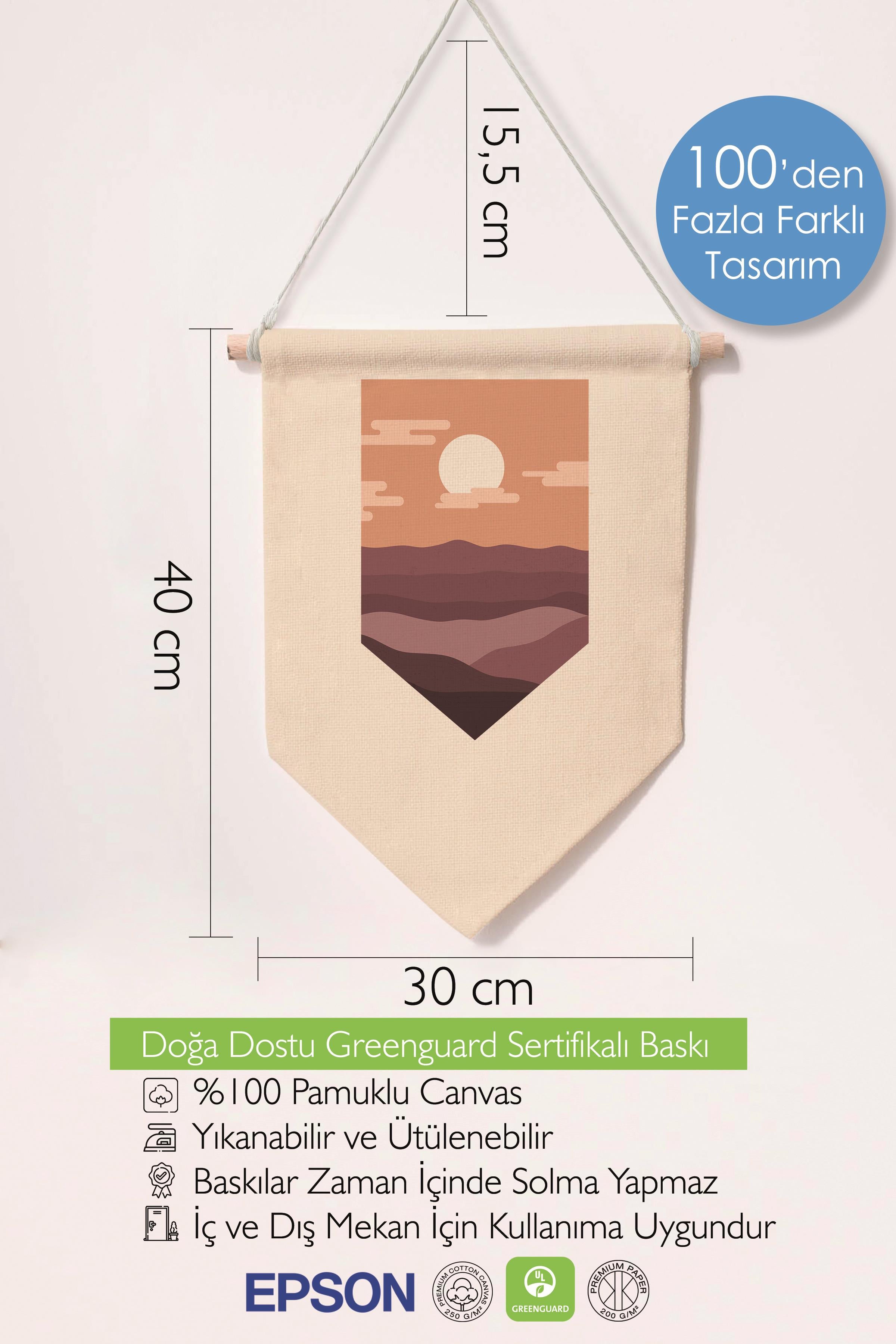 Çocuk Odası Dekor, Duvar Süsü, Ahşap Bebek Odası Dekor, Canvas Flama, Gün Batımı - Boho