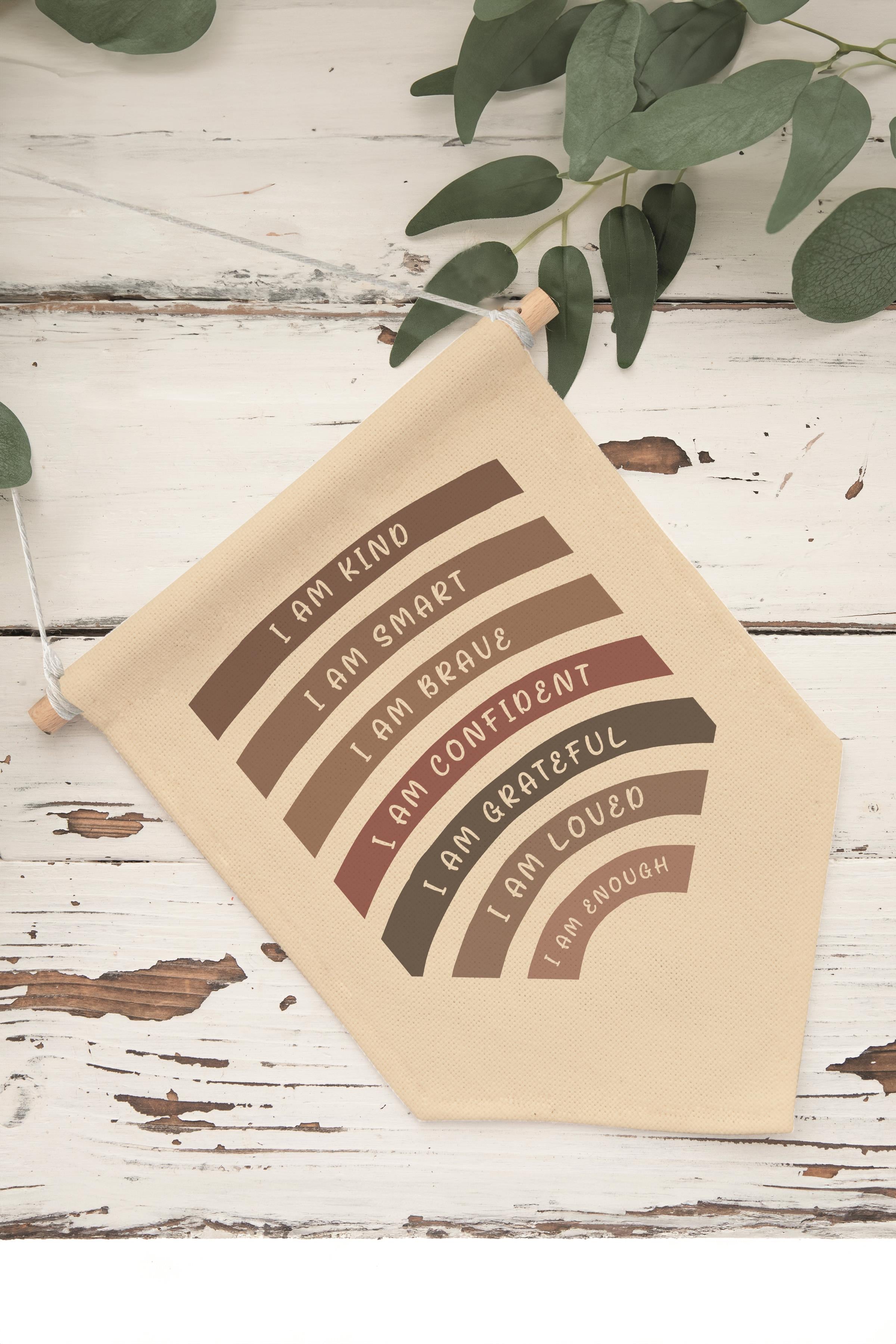 Çocuk Odası Dekor, Duvar Süsü, Ahşap Bebek Odası Dekor, Canvas Flama, I Am Kind I Am Smart - Kırmızı