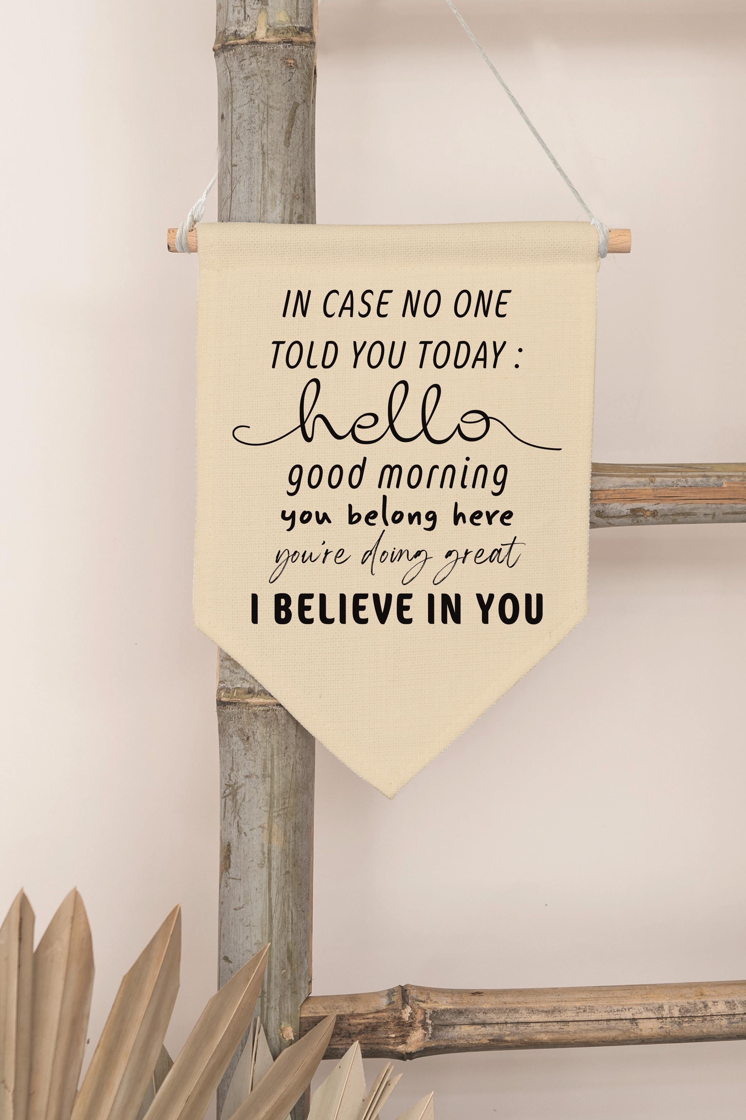 Çocuk Odası Dekor, Duvar Süsü, Ahşap Bebek Odası Dekor, Canvas Flama, I Believe In You - Siyah