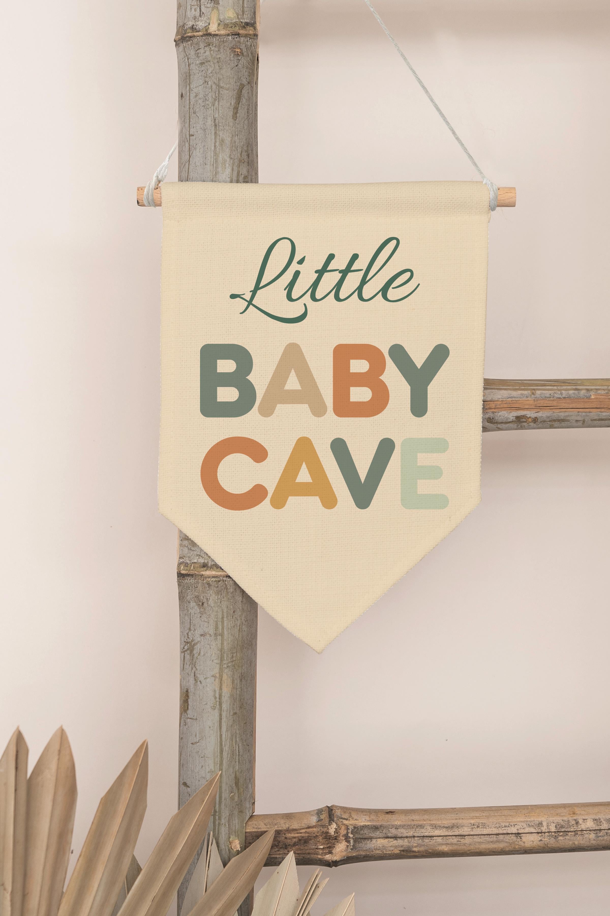 Çocuk Odası Dekor, Duvar Süsü, Ahşap Bebek Odası Dekor, Canvas Flama, Little Baby Cave - Renkli