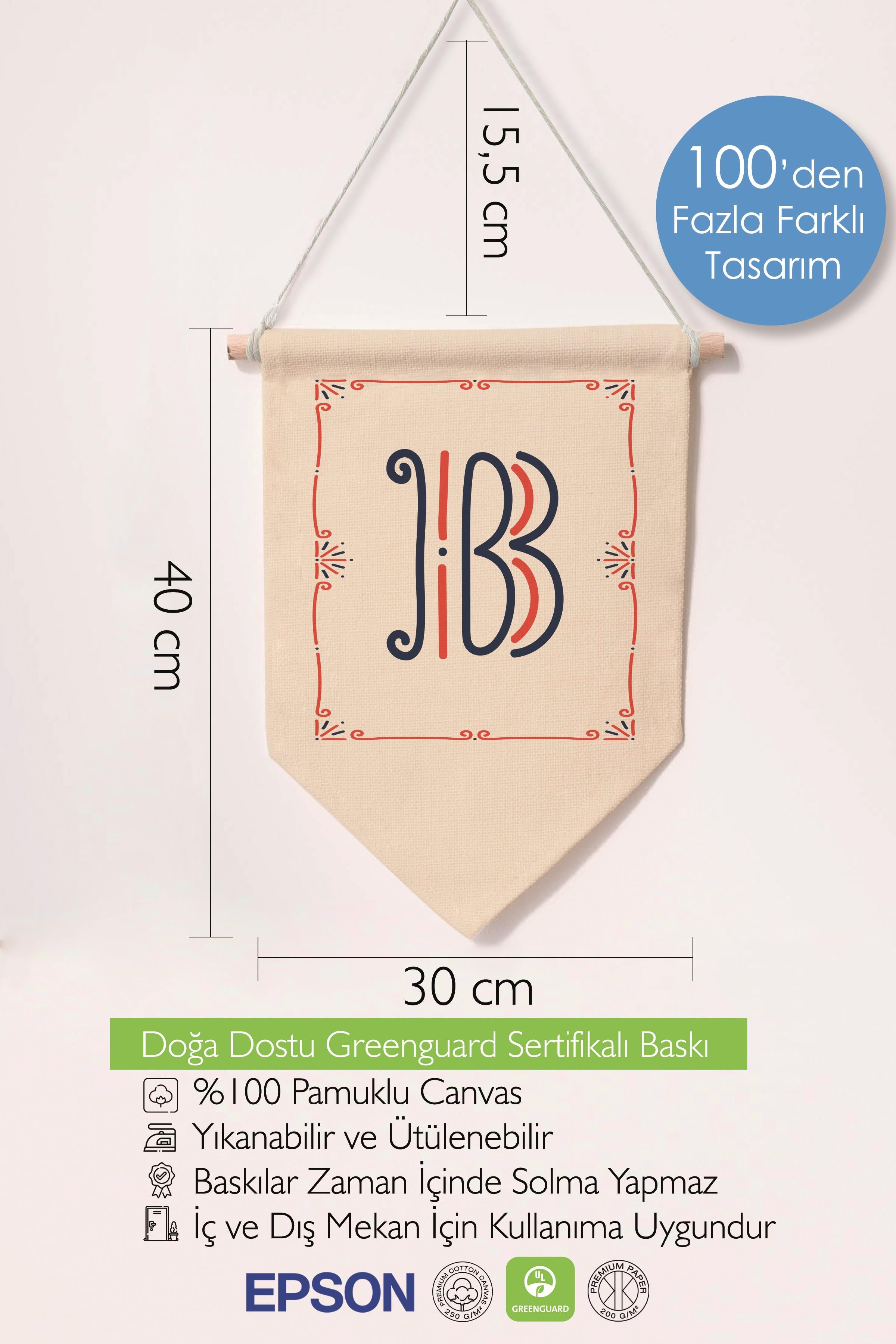 Çocuk Odası Dekor, Duvar Süsü, Ahşap Bebek Odası Dekor, Canvas Flama, Monogram B Harfi