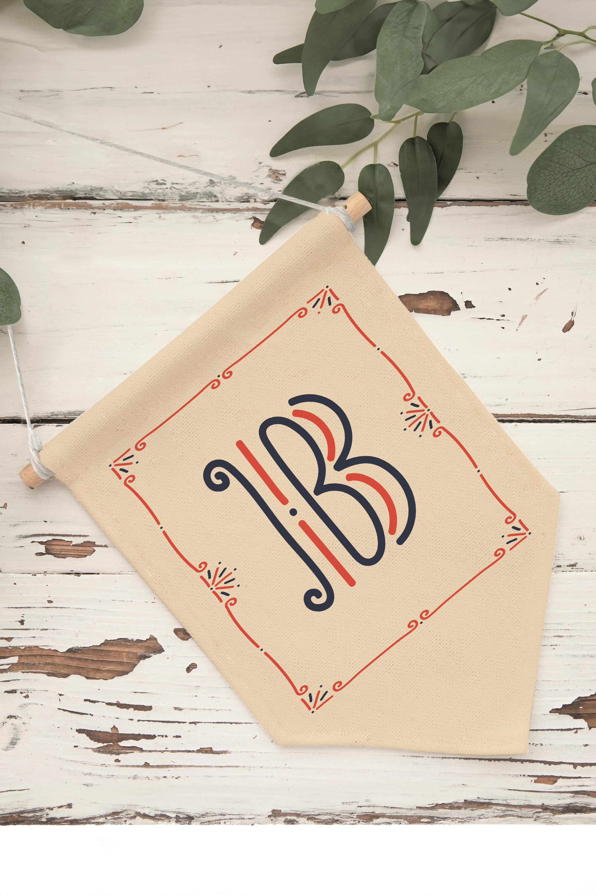 Çocuk Odası Dekor, Duvar Süsü, Ahşap Bebek Odası Dekor, Canvas Flama, Monogram B Harfi
