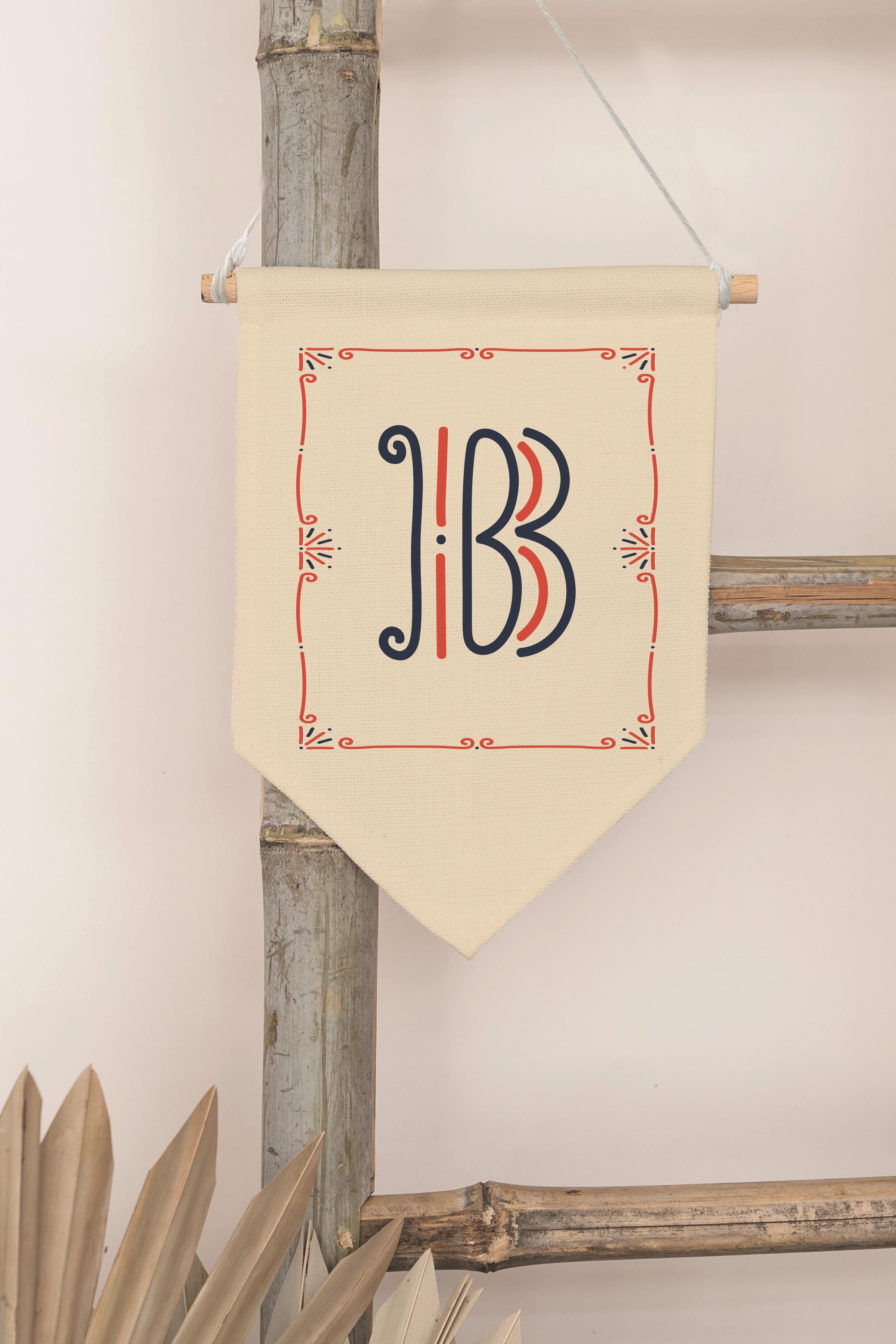 Çocuk Odası Dekor, Duvar Süsü, Ahşap Bebek Odası Dekor, Canvas Flama, Monogram B Harfi