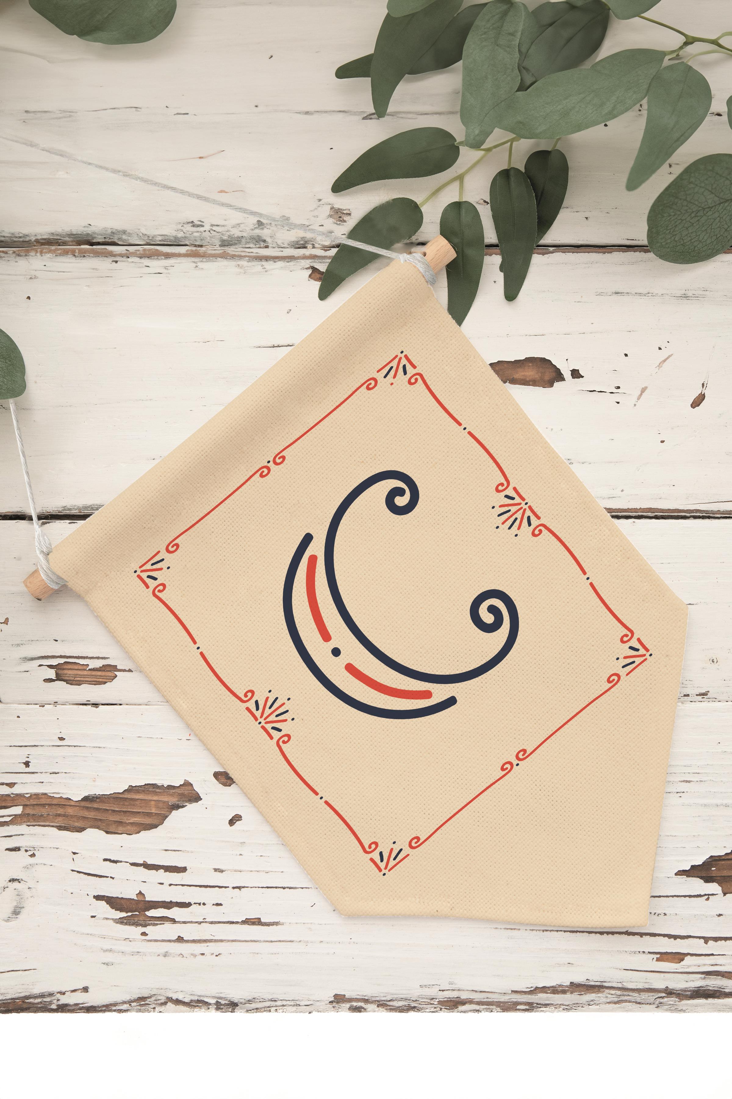 Çocuk Odası Dekor, Duvar Süsü, Ahşap Bebek Odası Dekor, Canvas Flama, Monogram C Harfi