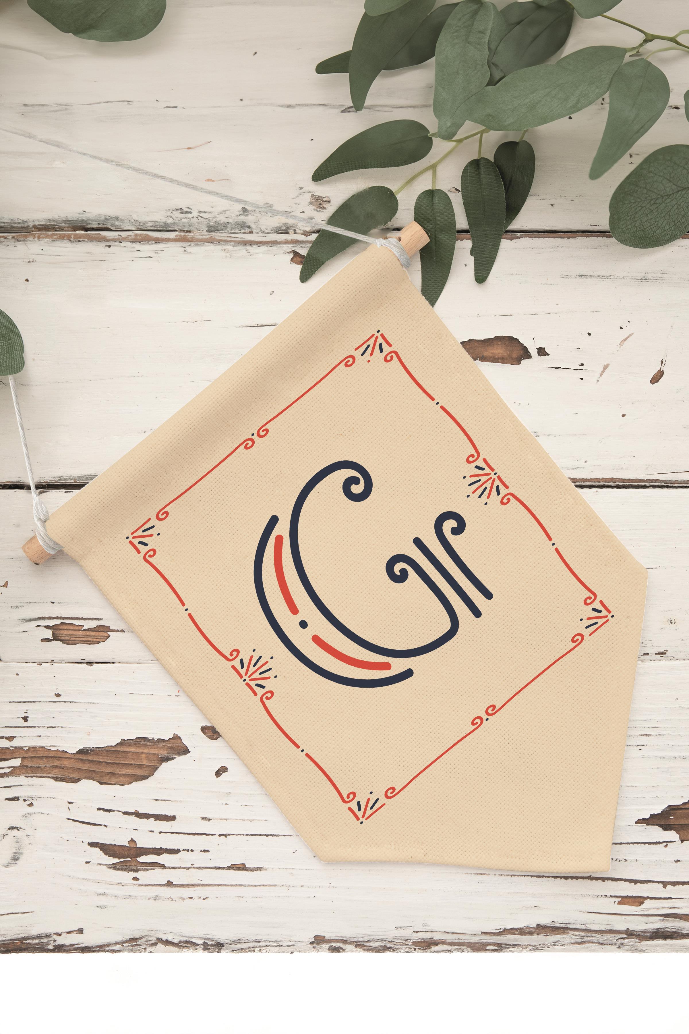 Çocuk Odası Dekor, Duvar Süsü, Ahşap Bebek Odası Dekor, Canvas Flama, Monogram G Harfi