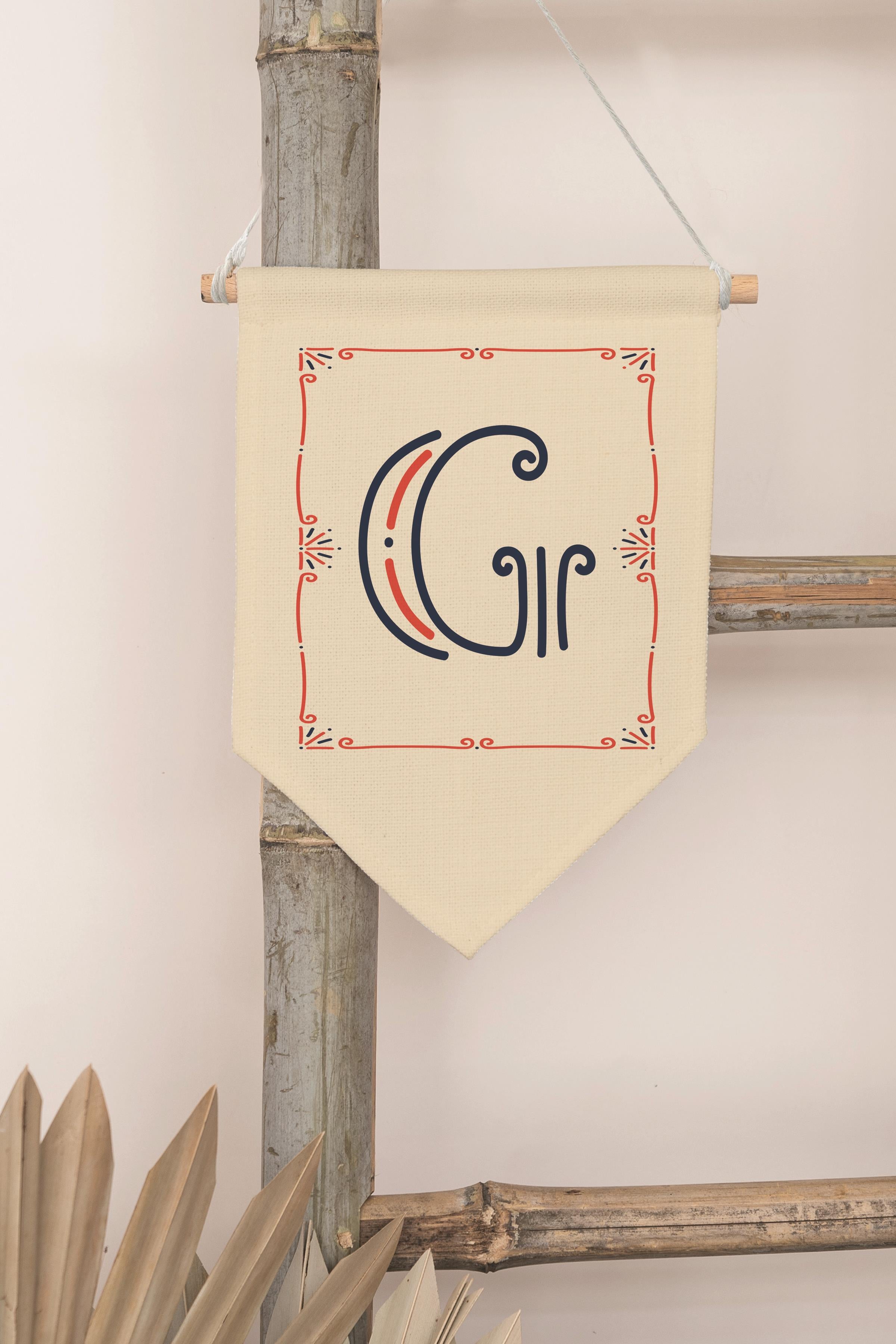 Çocuk Odası Dekor, Duvar Süsü, Ahşap Bebek Odası Dekor, Canvas Flama, Monogram G Harfi
