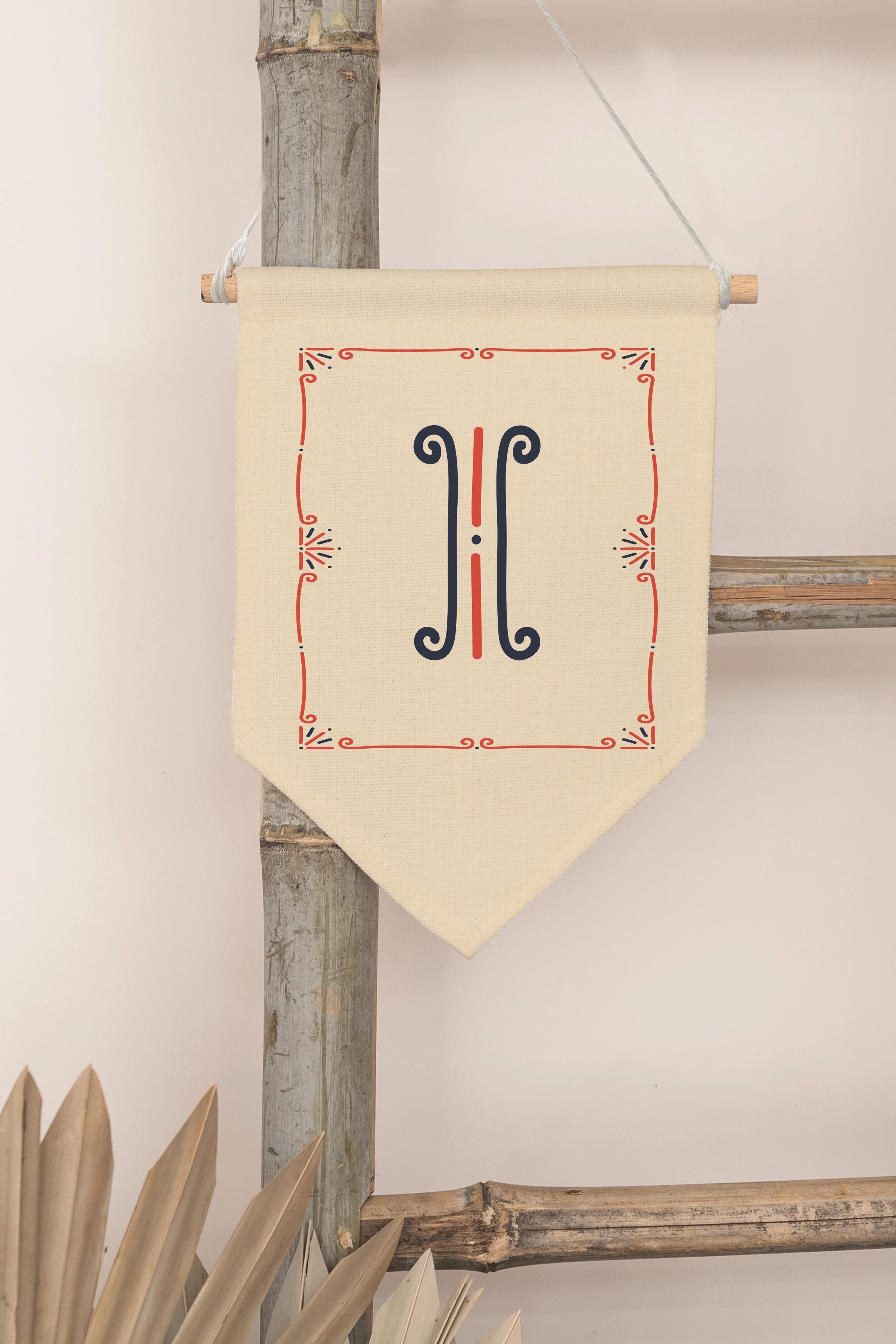 Çocuk Odası Dekor, Duvar Süsü, Ahşap Bebek Odası Dekor, Canvas Flama, Monogram I Harfi