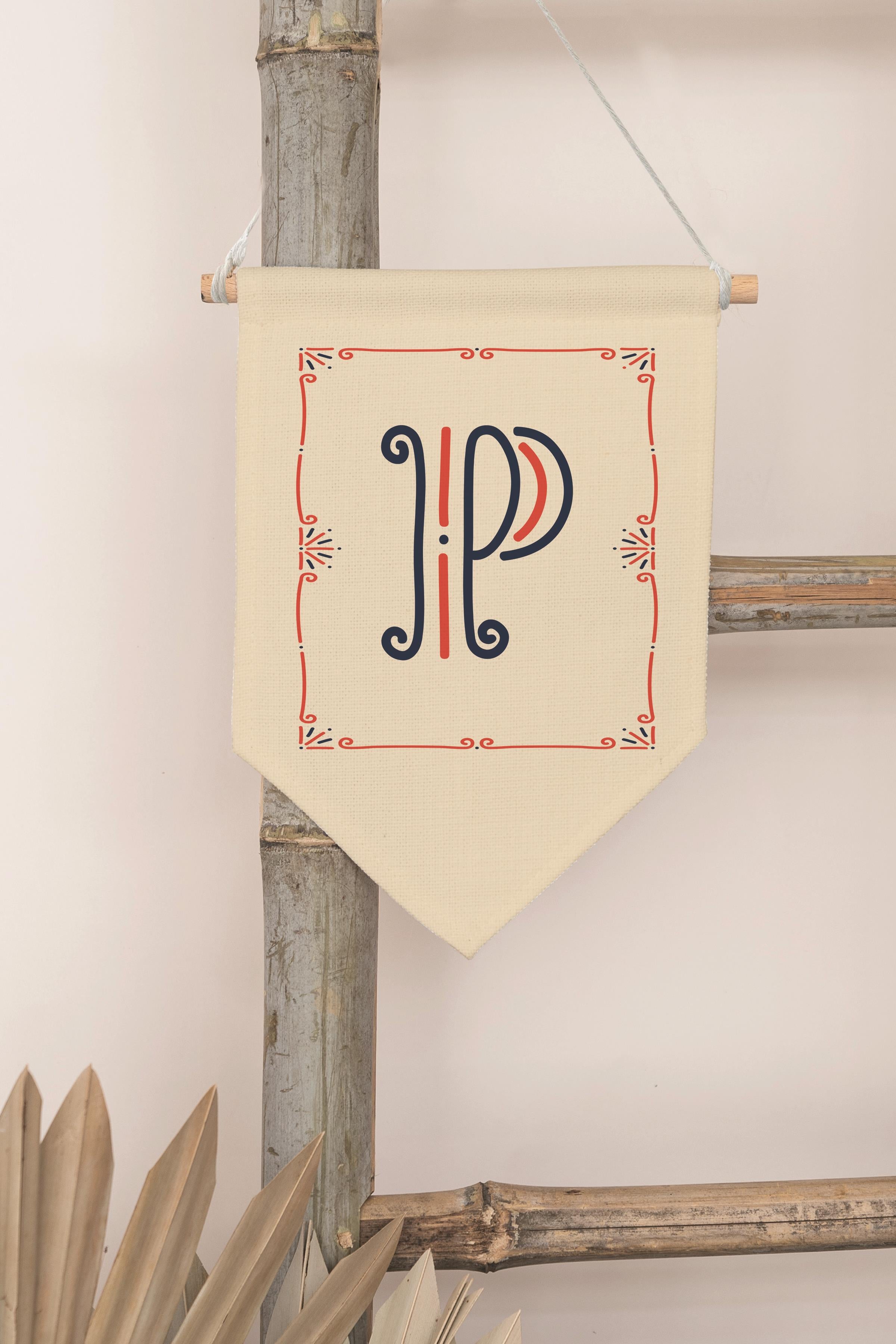 Çocuk Odası Dekor, Duvar Süsü, Ahşap Bebek Odası Dekor, Canvas Flama, Monogram P Harfi