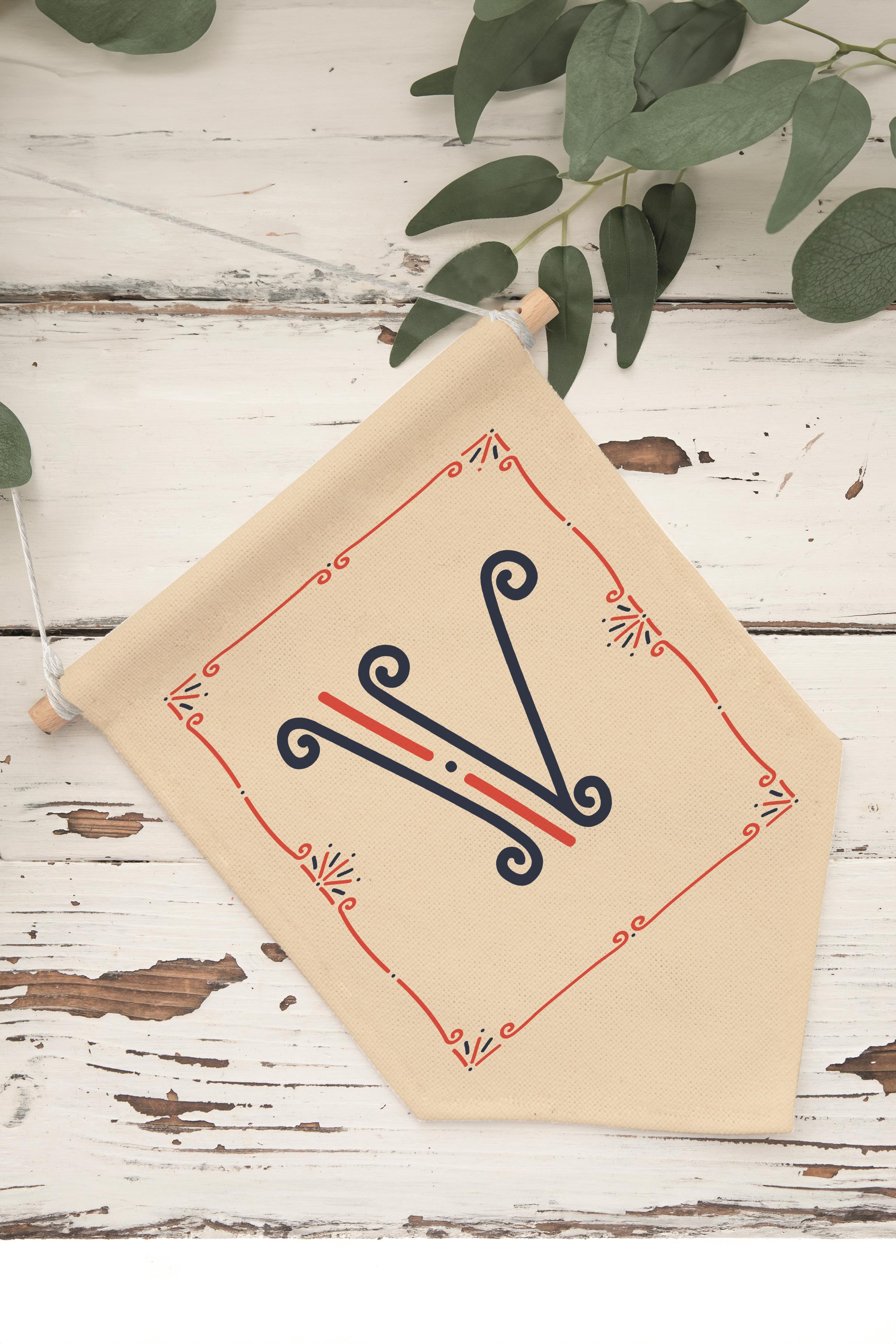 Çocuk Odası Dekor, Duvar Süsü, Ahşap Bebek Odası Dekor, Canvas Flama, Monogram V Harfi