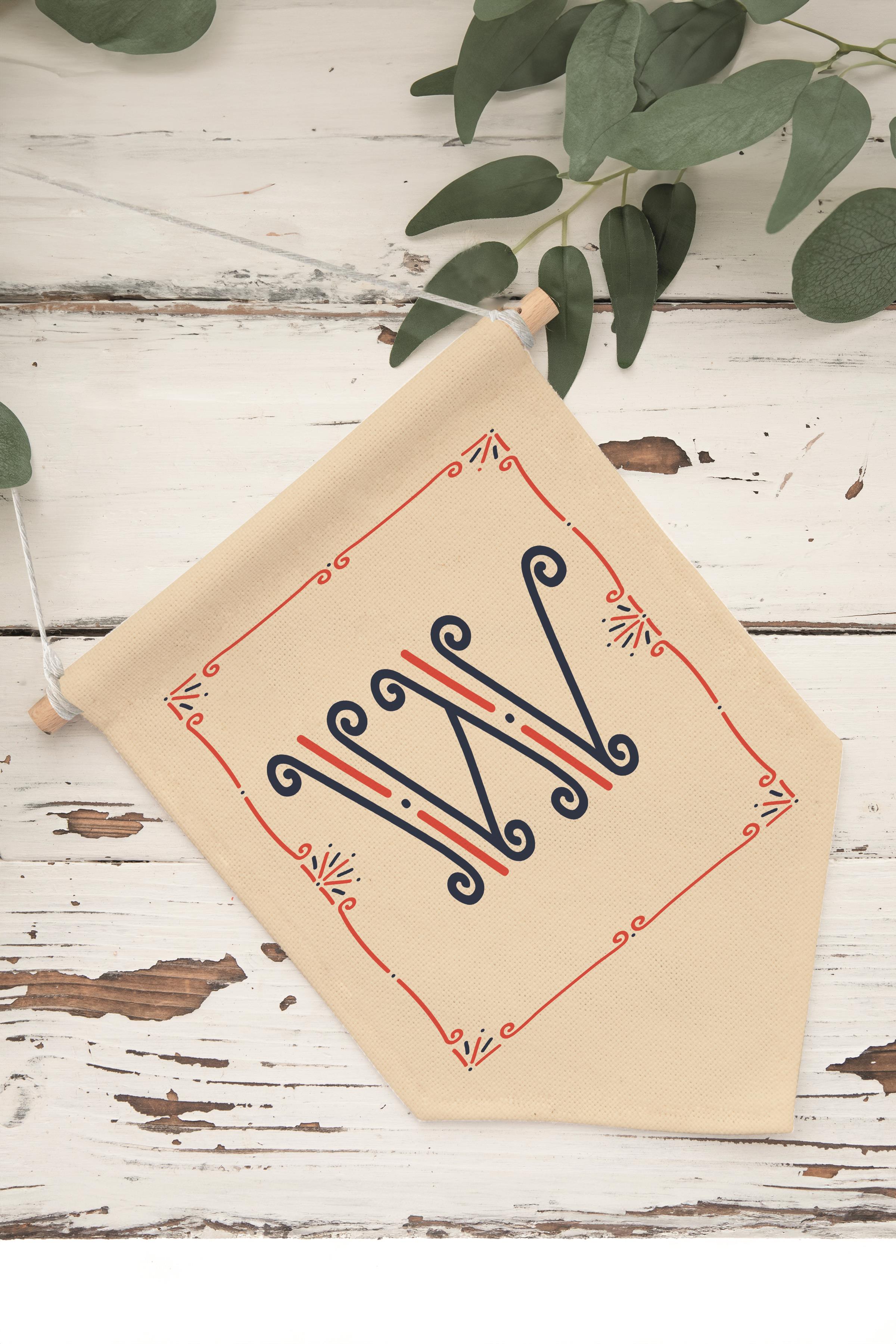 Çocuk Odası Dekor, Duvar Süsü, Ahşap Bebek Odası Dekor, Canvas Flama, Monogram W Harfi
