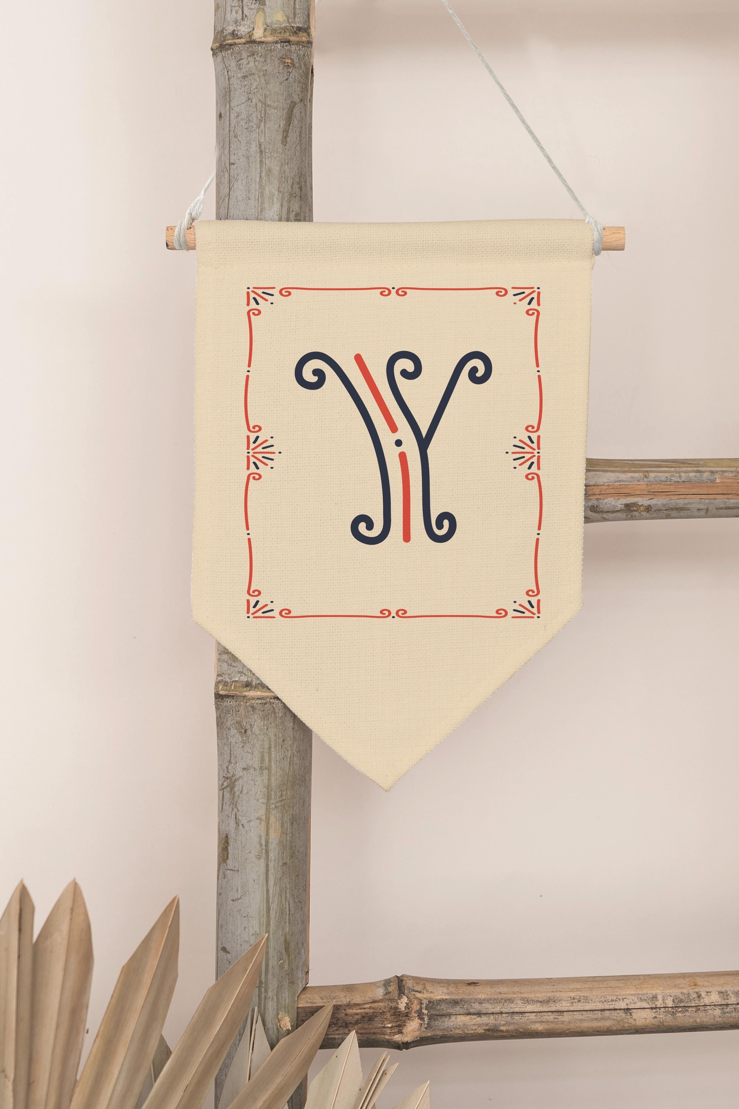 Çocuk Odası Dekor, Duvar Süsü, Ahşap Bebek Odası Dekor, Canvas Flama, Monogram Y Harfi
