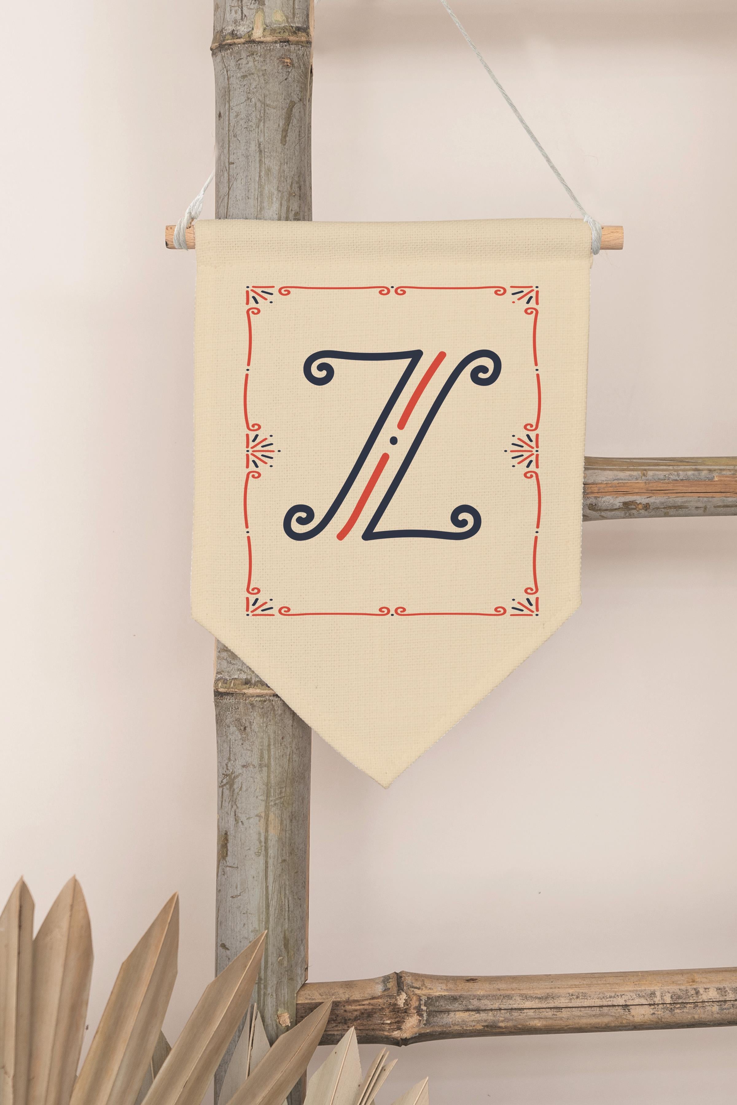 Çocuk Odası Dekor, Duvar Süsü, Ahşap Bebek Odası Dekor, Canvas Flama, Monogram Z Harfi