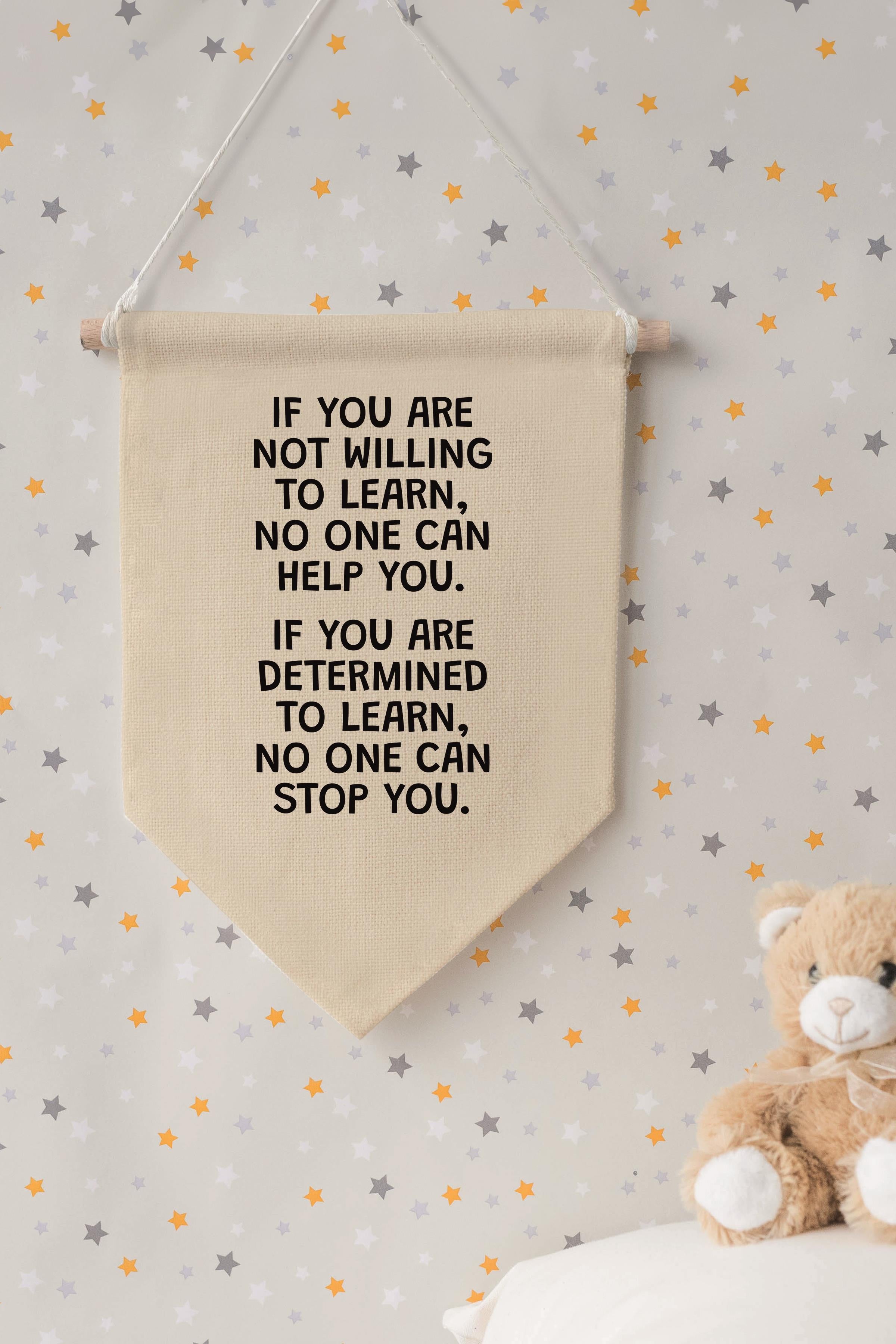 Çocuk Odası Dekor, Duvar Süsü, Ahşap Bebek Odası Dekor, Canvas Flama, Öğrenme Motivasyonu - Siyah Beyaz