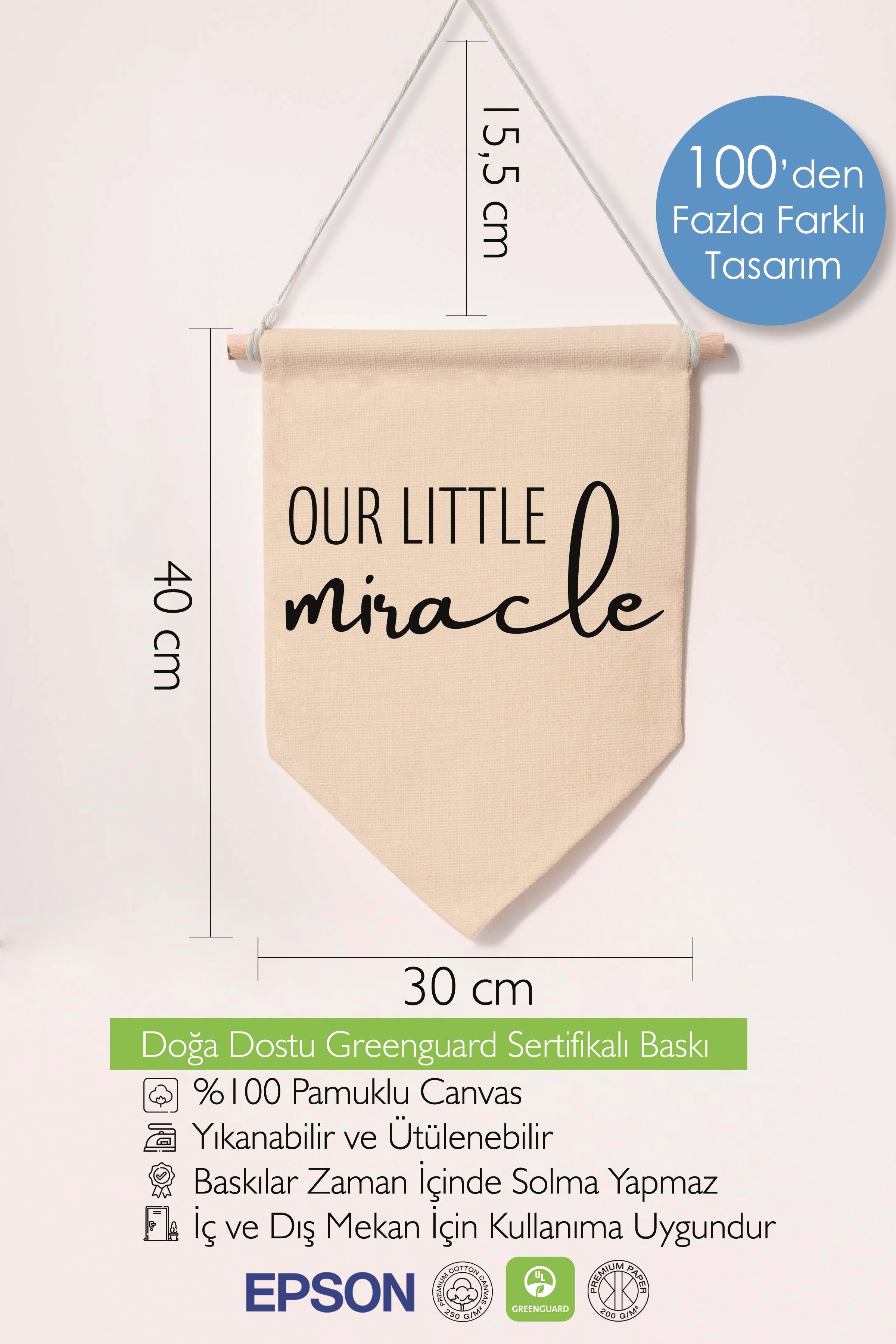 Çocuk Odası Dekor, Duvar Süsü, Ahşap Bebek Odası Dekor, Canvas Flama, Our Little Miracle