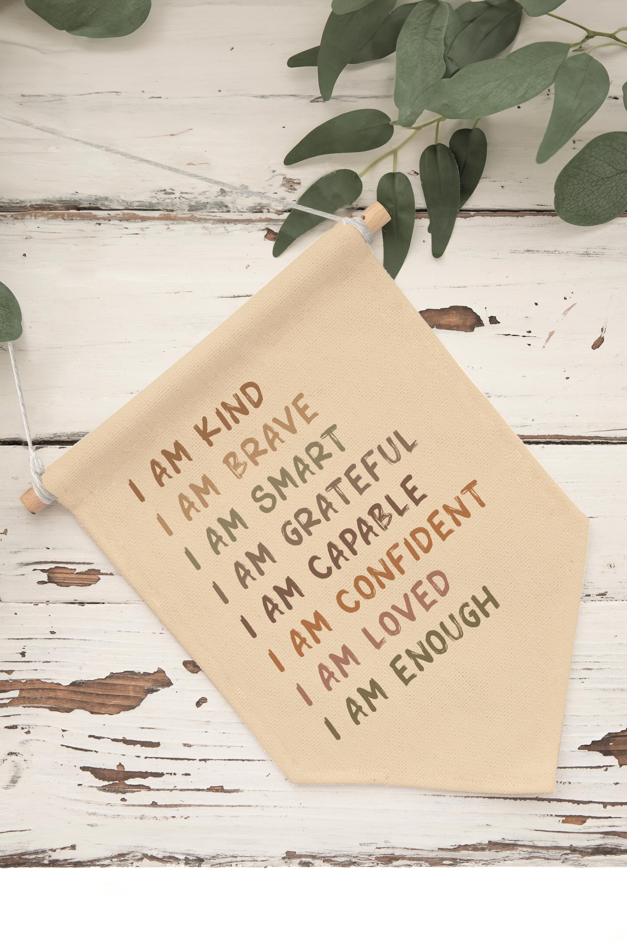 Çocuk Odası Dekor, Duvar Süsü, Ahşap Bebek Odası Dekor, Canvas Flama, Positive Affirmations