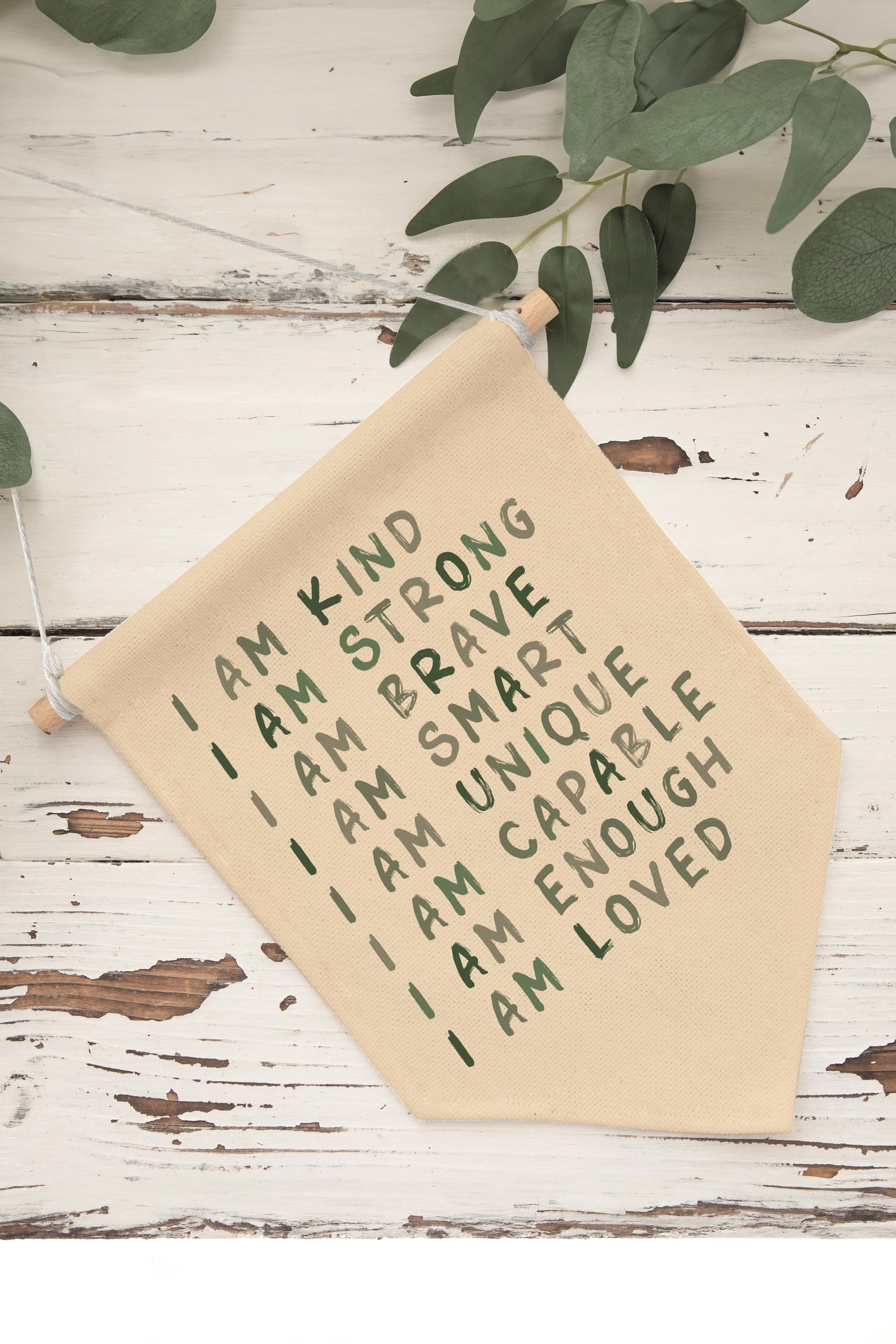 Çocuk Odası Dekor, Duvar Süsü, Ahşap Bebek Odası Dekor, Canvas Flama, Positive Affirmations - Simple