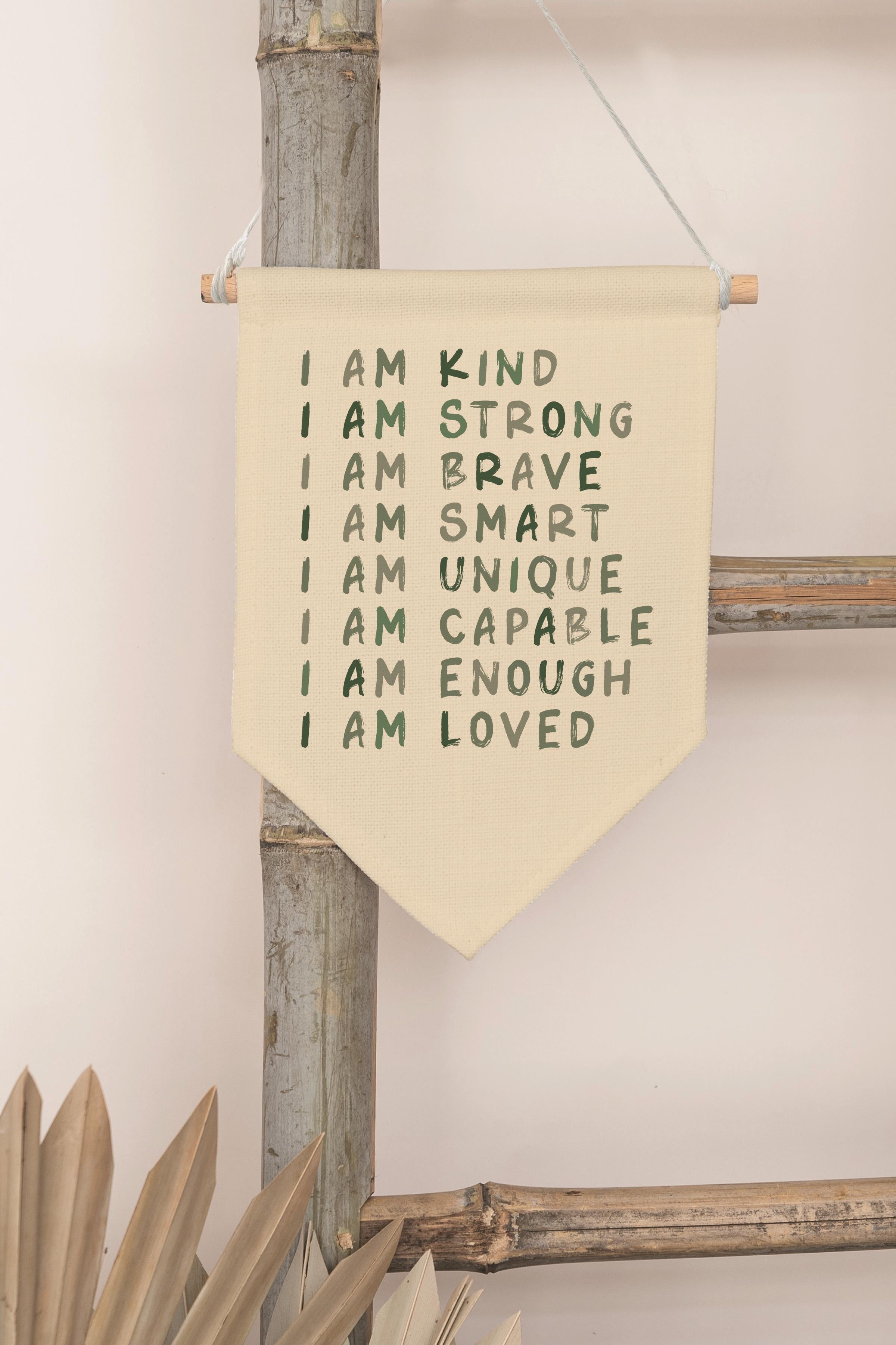 Çocuk Odası Dekor, Duvar Süsü, Ahşap Bebek Odası Dekor, Canvas Flama, Positive Affirmations - Simple