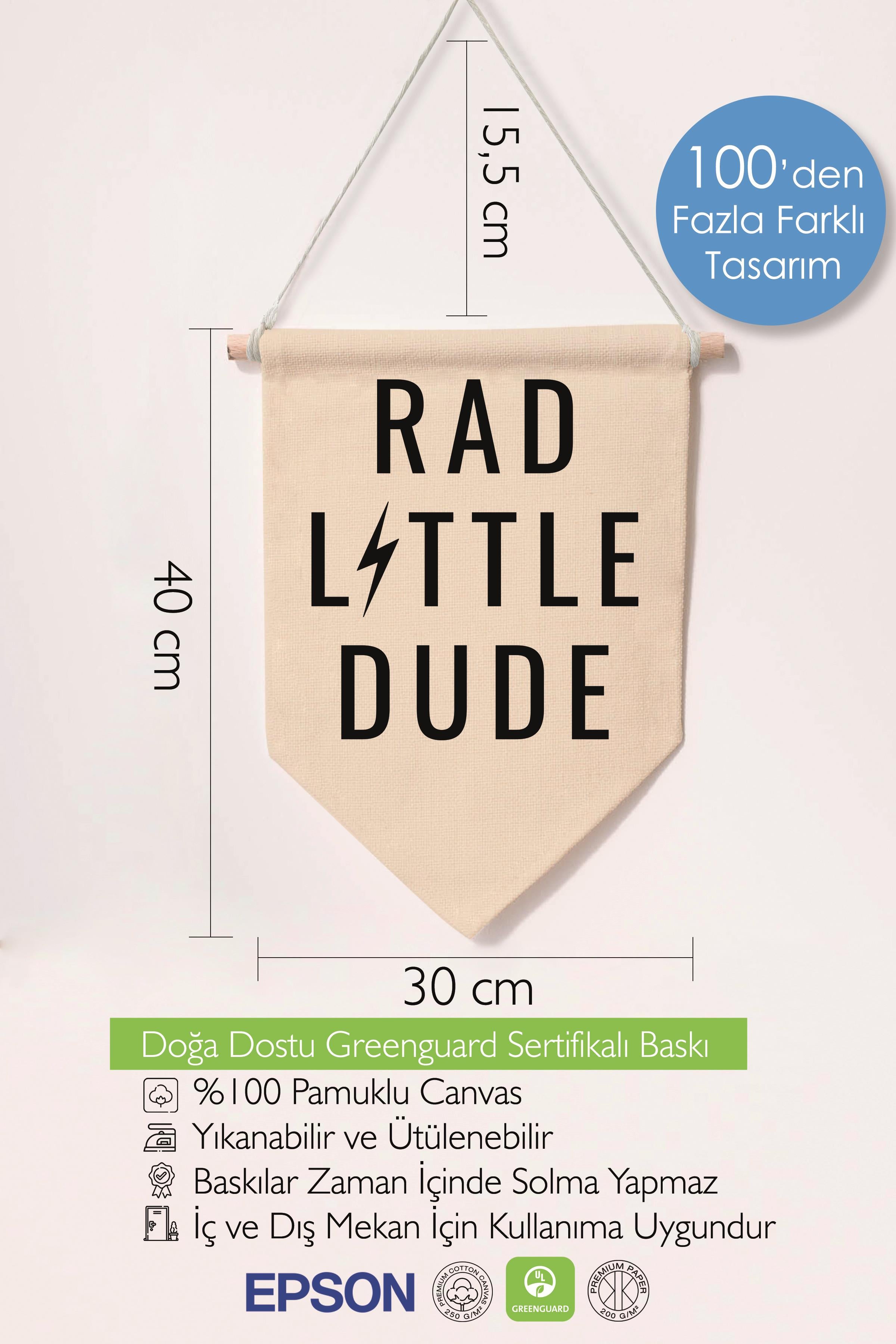 Çocuk Odası Dekor, Duvar Süsü, Ahşap Bebek Odası Dekor, Canvas Flama, Rad Little Dude - Siyah