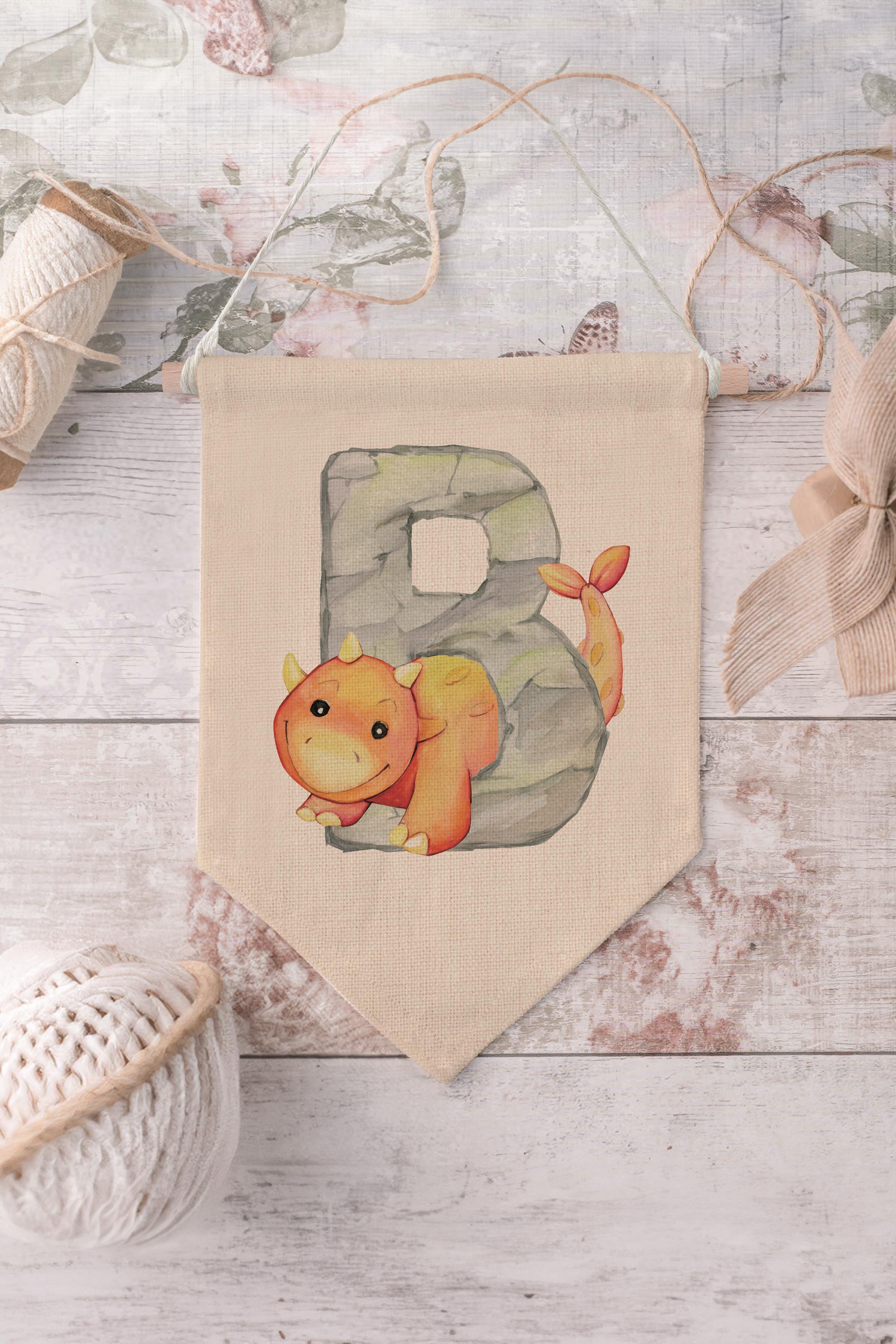 Çocuk Odası Dekor, Duvar Süsü, Ahşap Bebek Odası Dekor, Canvas Flama, Safari ve Hayvanlı B Harfi