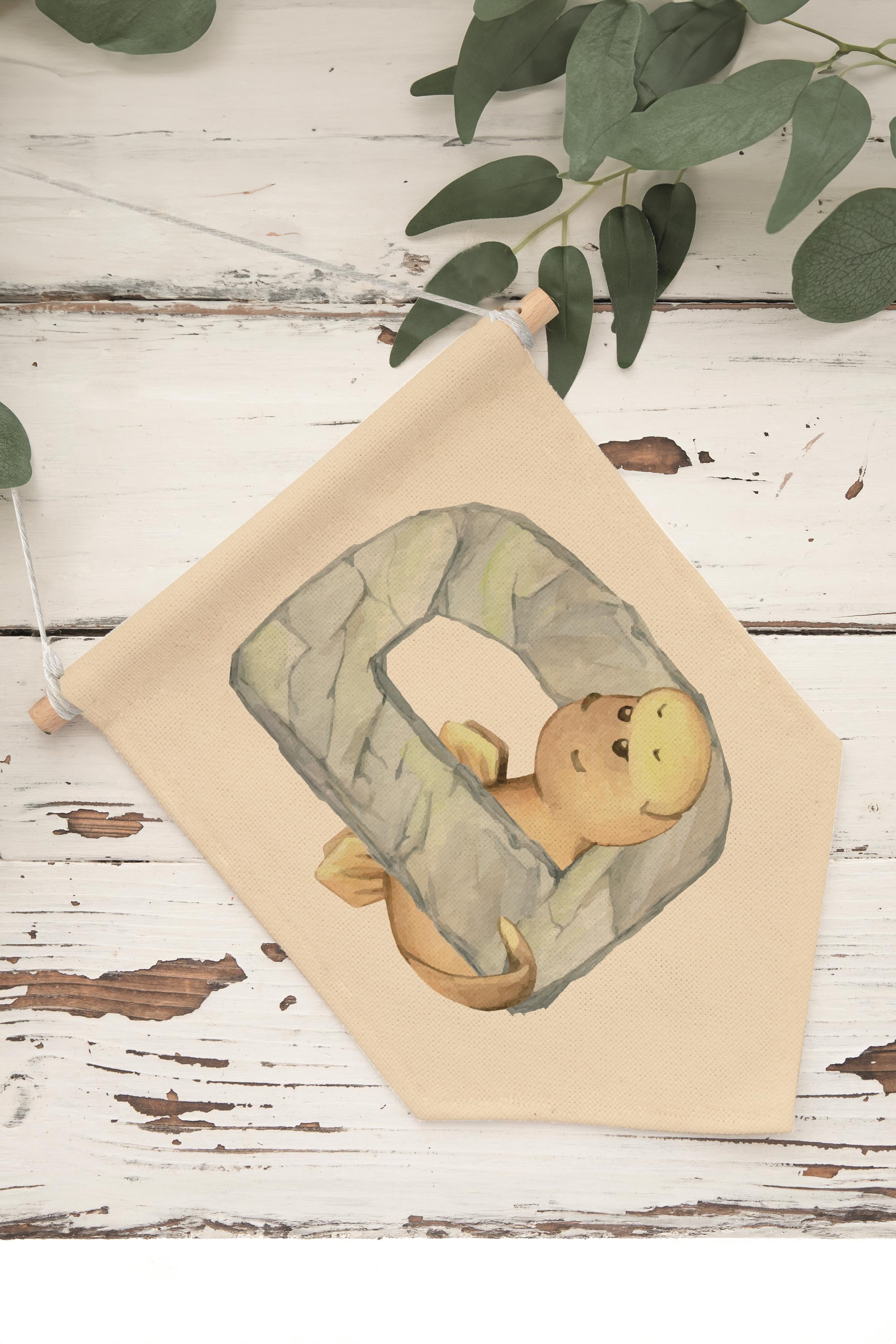 Çocuk Odası Dekor, Duvar Süsü, Ahşap Bebek Odası Dekor, Canvas Flama, Safari ve Hayvanlı D Harfi
