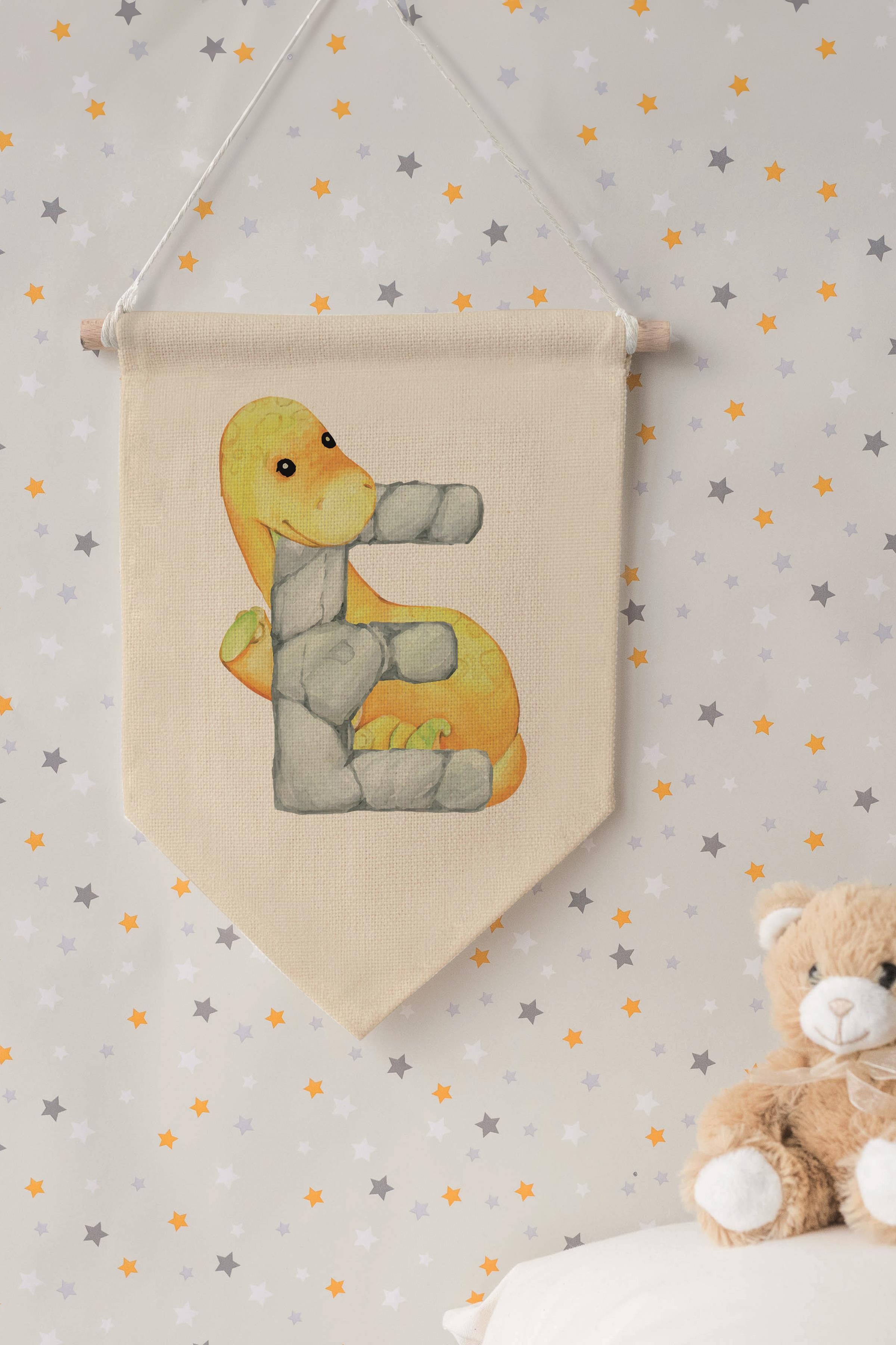 Çocuk Odası Dekor, Duvar Süsü, Ahşap Bebek Odası Dekor, Canvas Flama, Safari ve Hayvanlı E Harfi