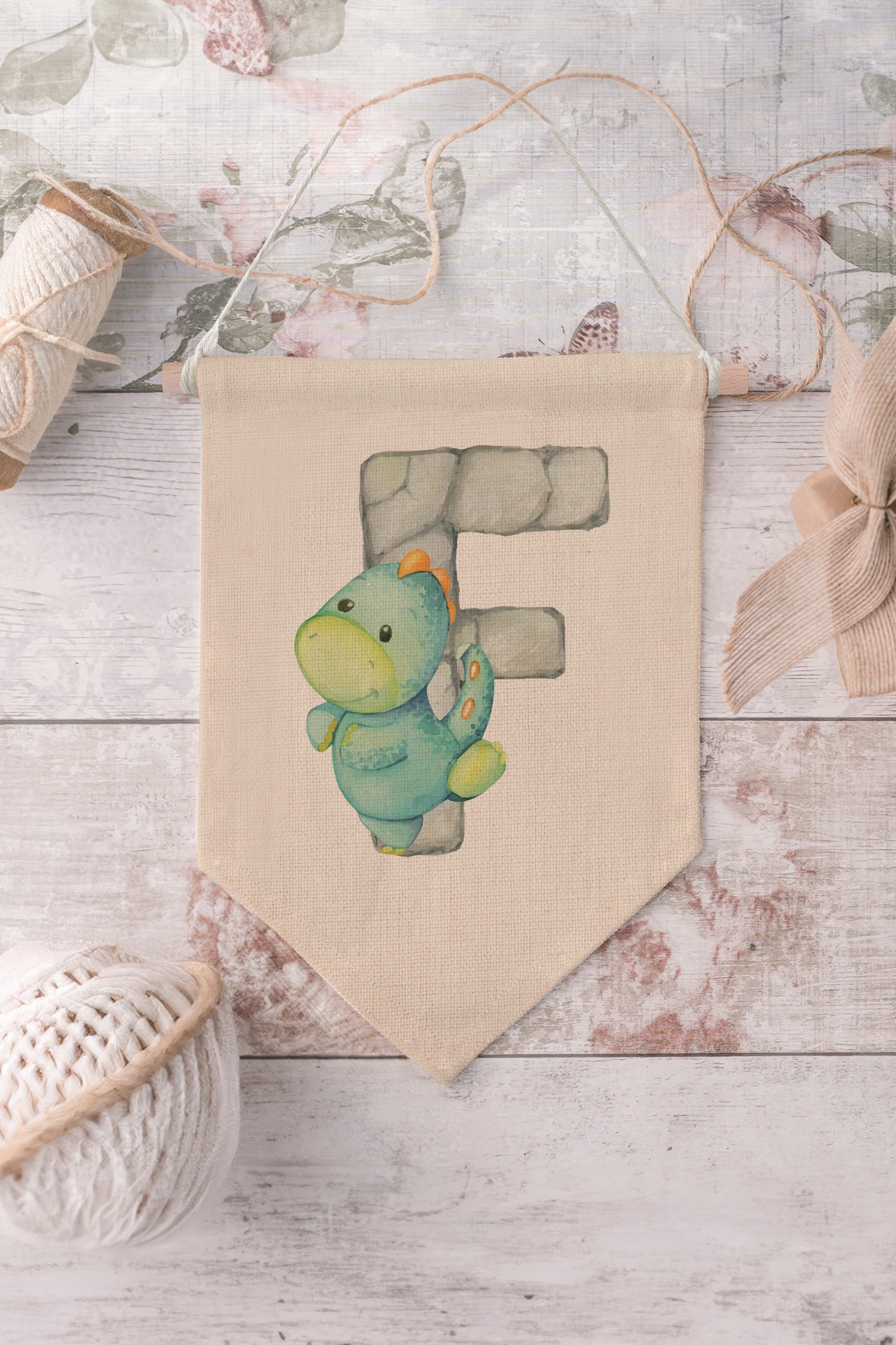 Çocuk Odası Dekor, Duvar Süsü, Ahşap Bebek Odası Dekor, Canvas Flama, Safari ve Hayvanlı F Harfi