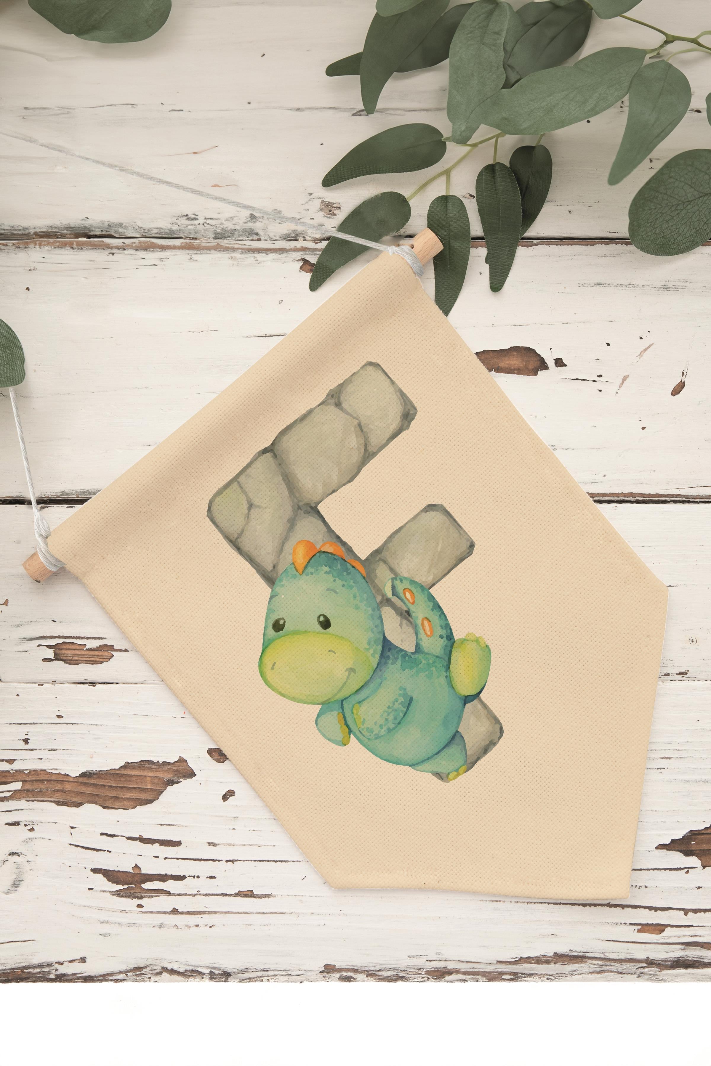 Çocuk Odası Dekor, Duvar Süsü, Ahşap Bebek Odası Dekor, Canvas Flama, Safari ve Hayvanlı F Harfi