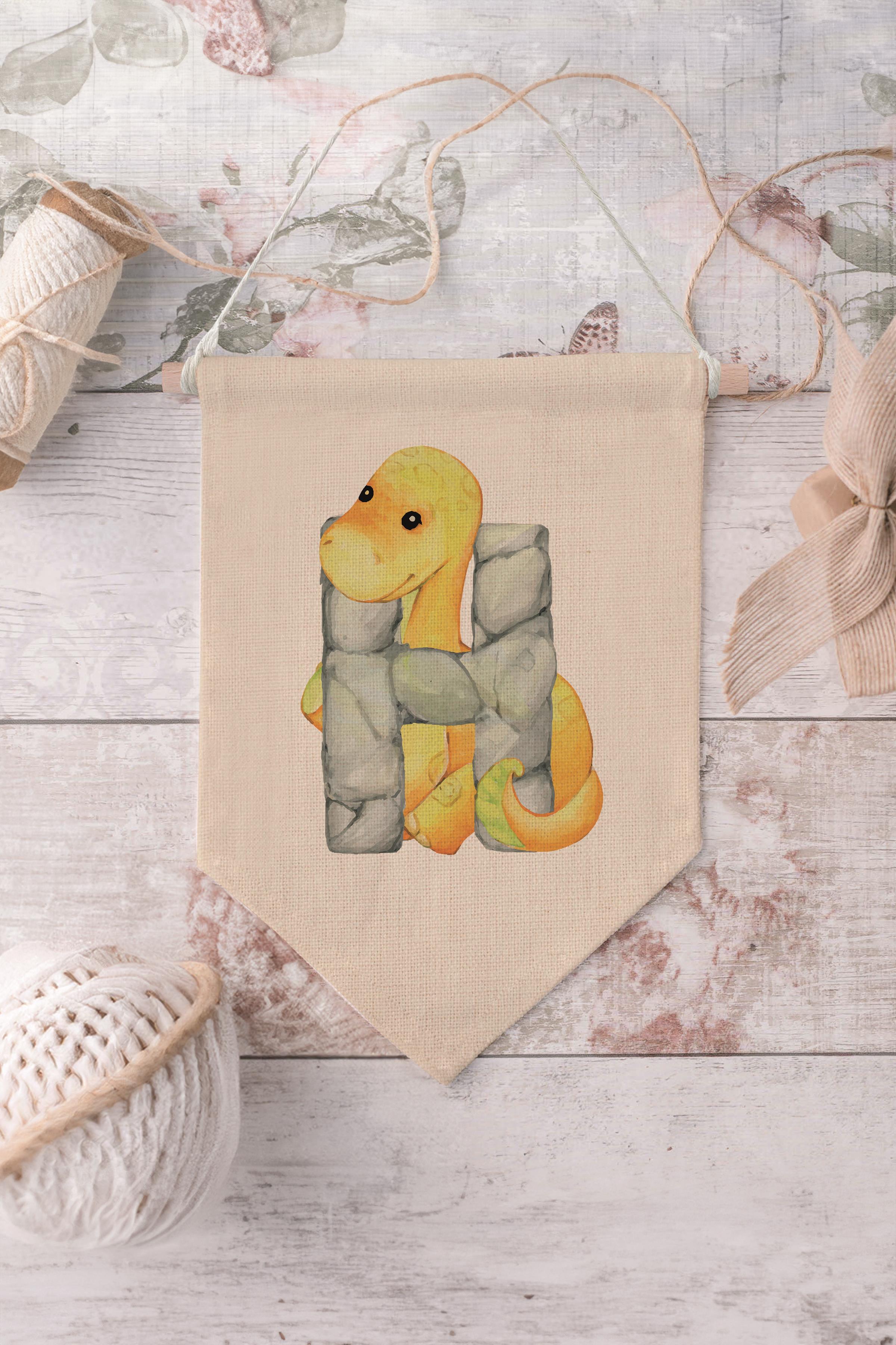 Çocuk Odası Dekor, Duvar Süsü, Ahşap Bebek Odası Dekor, Canvas Flama, Safari ve Hayvanlı H Harfi