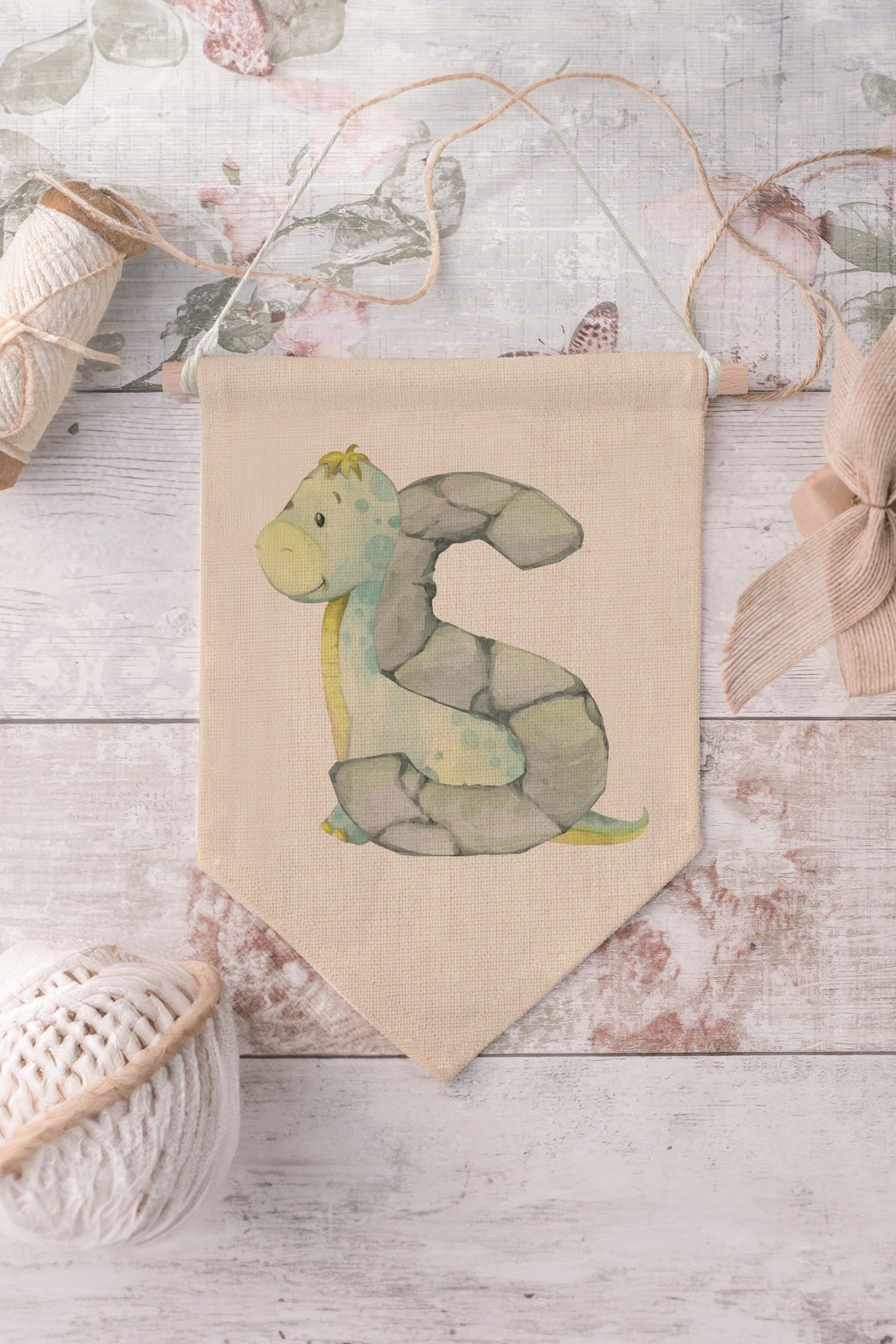 Çocuk Odası Dekor, Duvar Süsü, Ahşap Bebek Odası Dekor, Canvas Flama, Safari ve Hayvanlı S Harfi