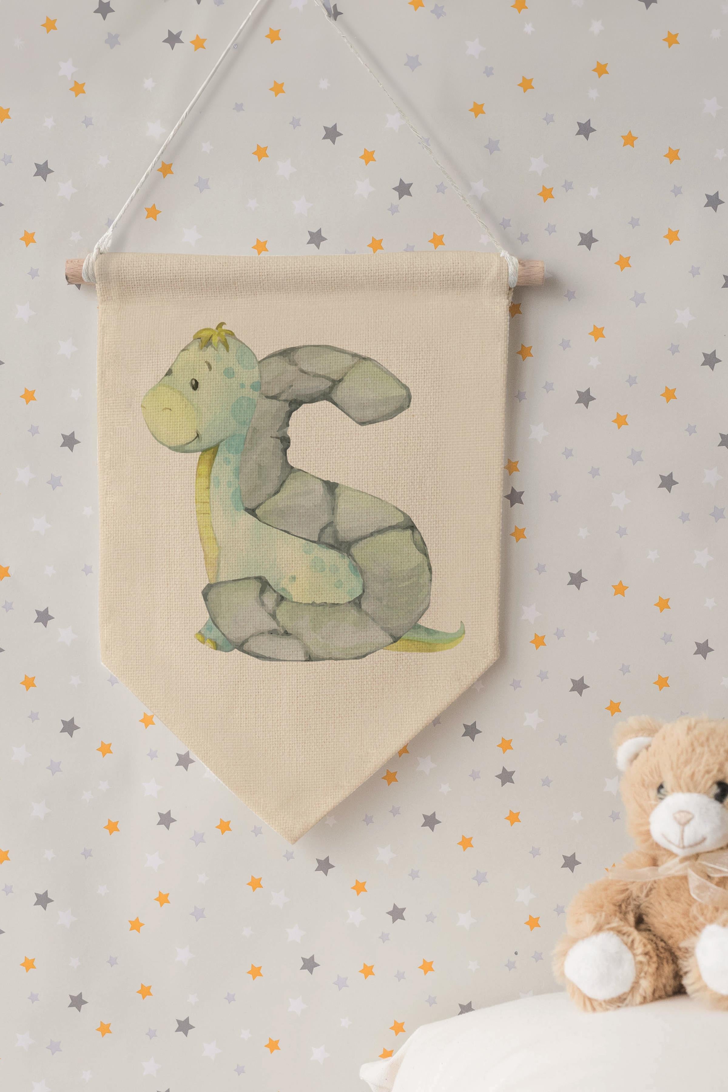 Çocuk Odası Dekor, Duvar Süsü, Ahşap Bebek Odası Dekor, Canvas Flama, Safari ve Hayvanlı S Harfi