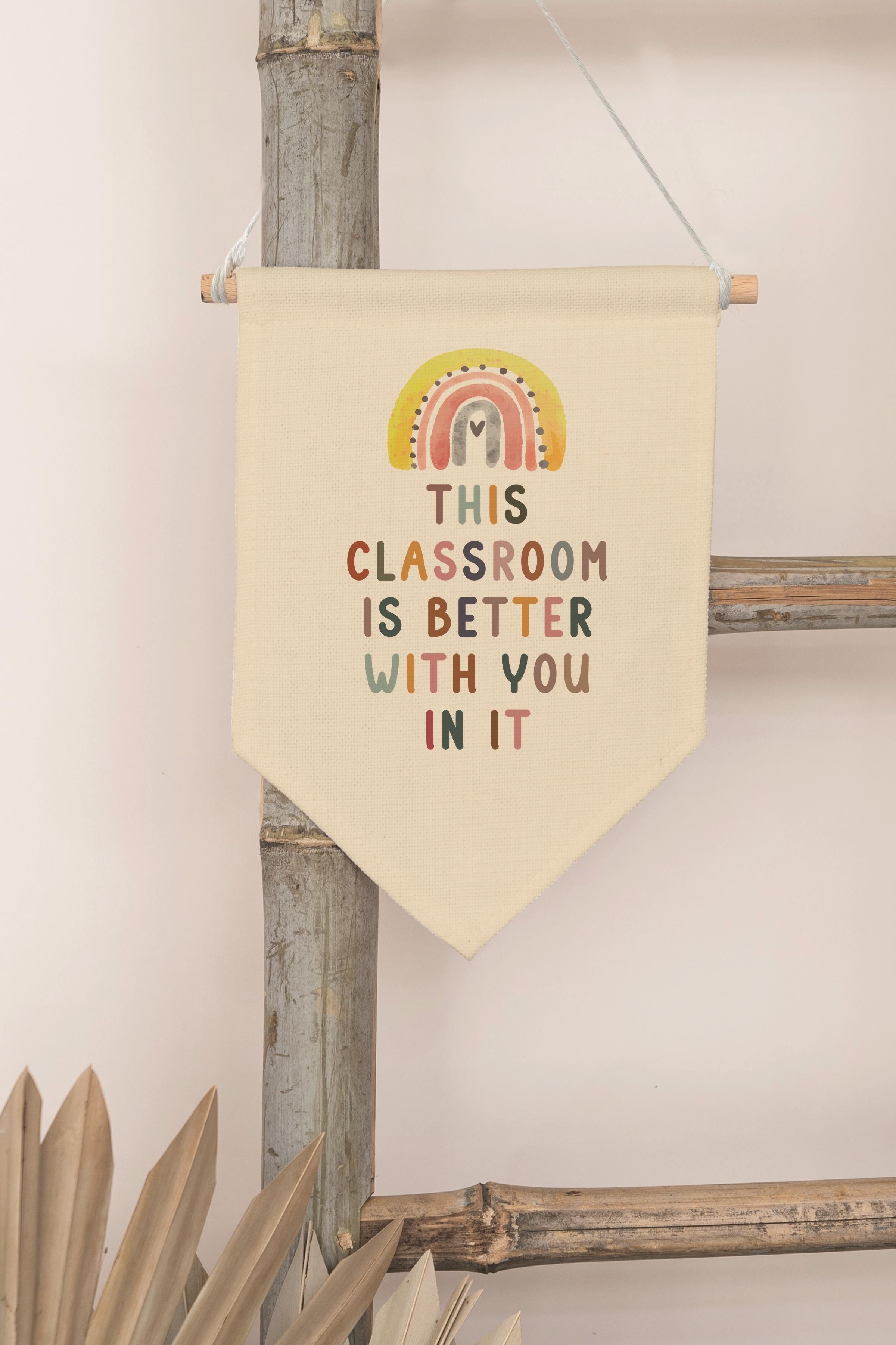 Çocuk Odası Dekor, Duvar Süsü, Ahşap Bebek Odası Dekor, Canvas Flama, This Classroom Is ...