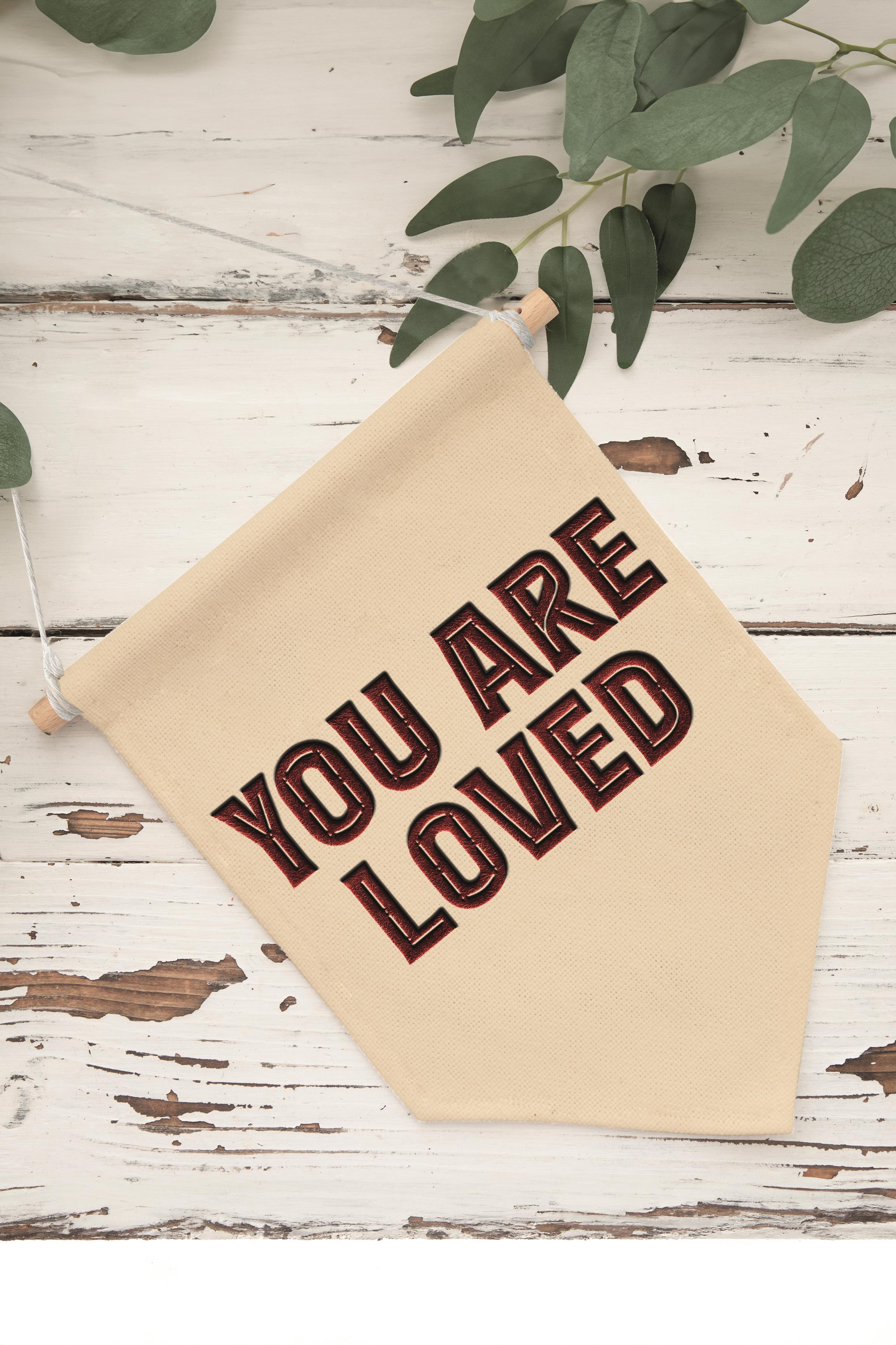 Çocuk Odası Dekor, Duvar Süsü, Ahşap Bebek Odası Dekor, Canvas Flama, You Are Loved - Kahverengi
