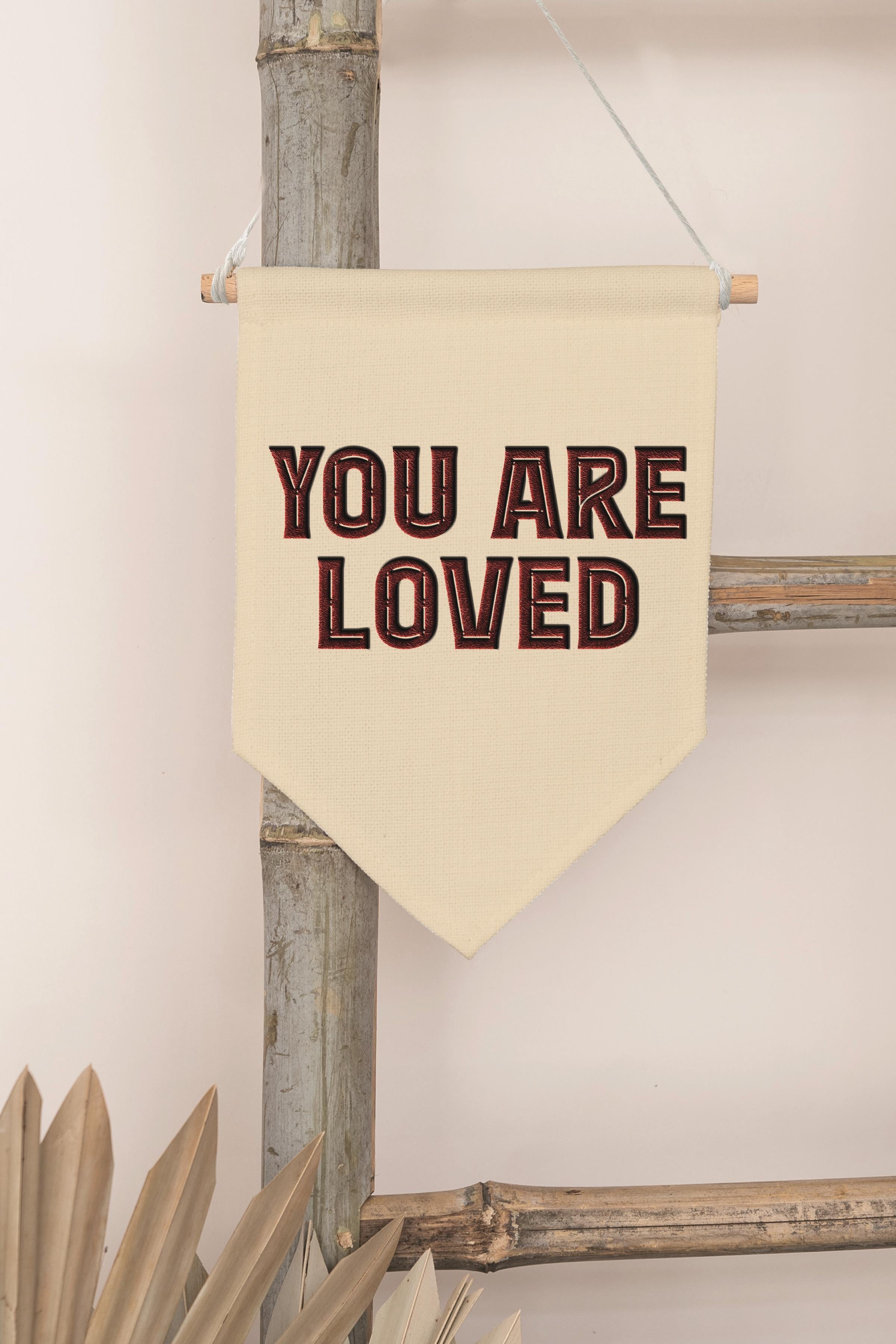Çocuk Odası Dekor, Duvar Süsü, Ahşap Bebek Odası Dekor, Canvas Flama, You Are Loved - Kahverengi