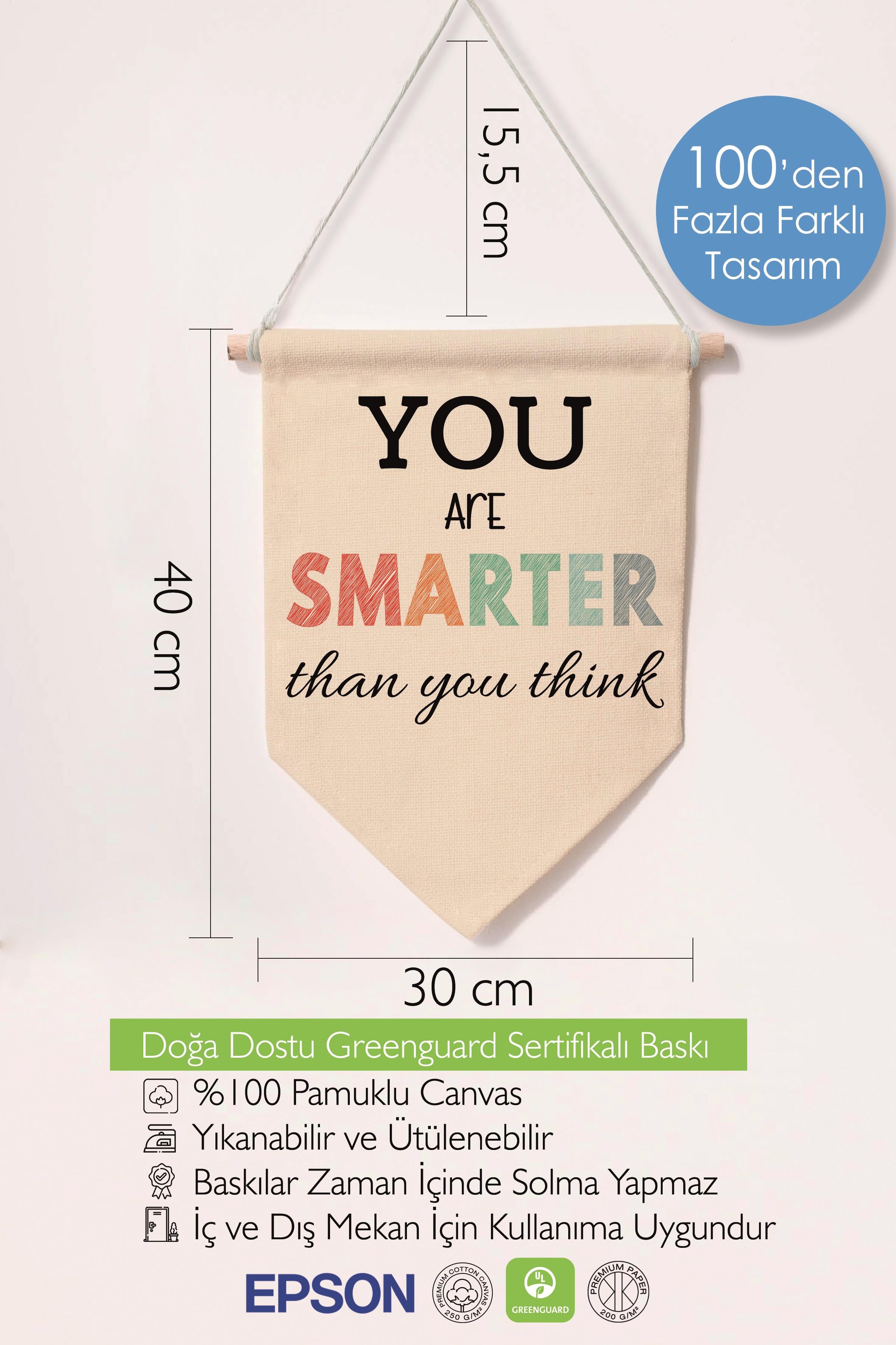 Çocuk Odası Dekor, Duvar Süsü, Ahşap Bebek Odası Dekor, Canvas Flama, You are Smarter - Renkli