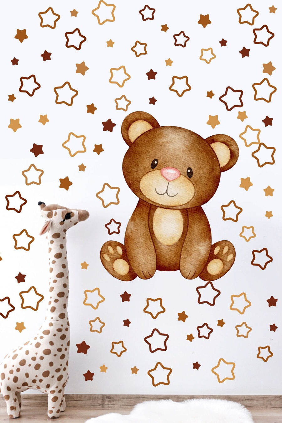 Çocuk Odası Sticker Seti, Kahverengi Ayı Temalı Oda Dekoru, Çocuk ve Bebek Odası Duvar Stickerı
