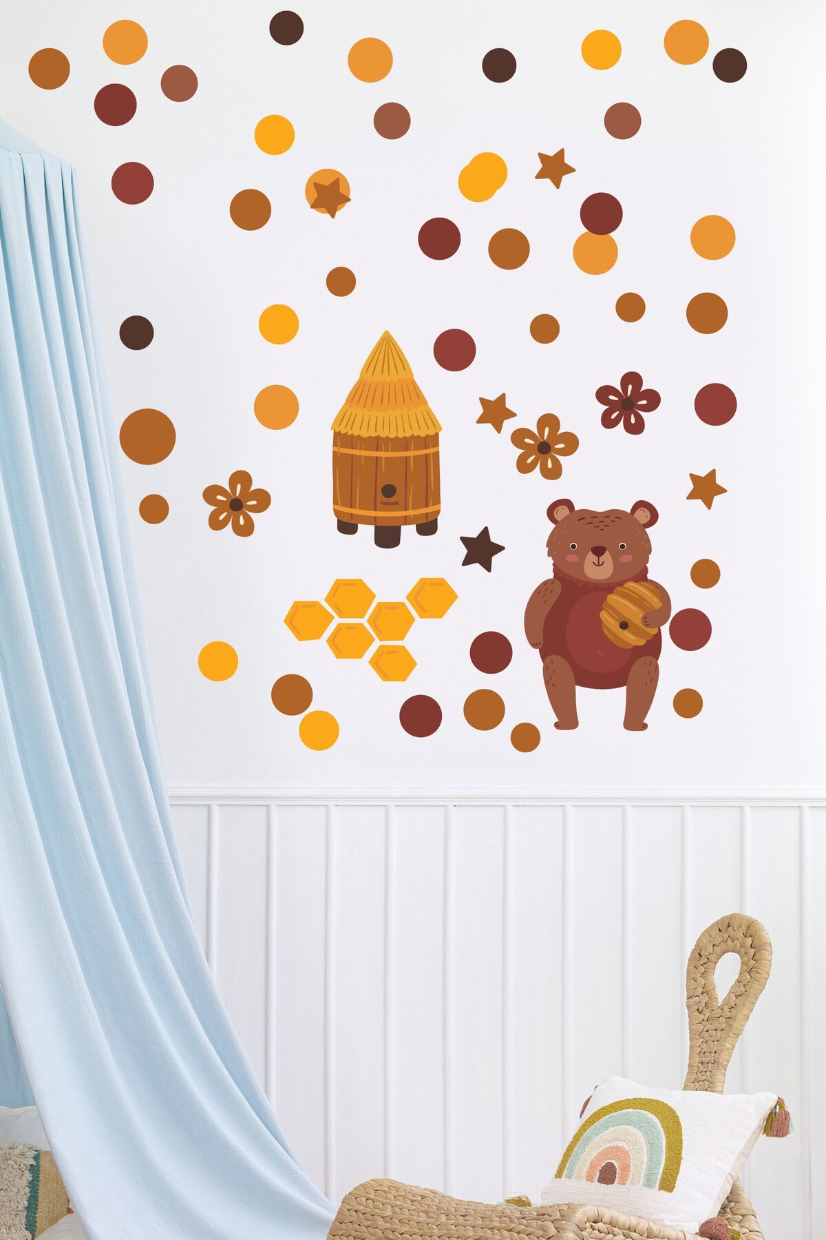 Çocuk Odası Sticker Seti, Kahverengi Kapı için Boy Cetveli Duvar Dekoru, Çocuk Odası Duvar Stickerı