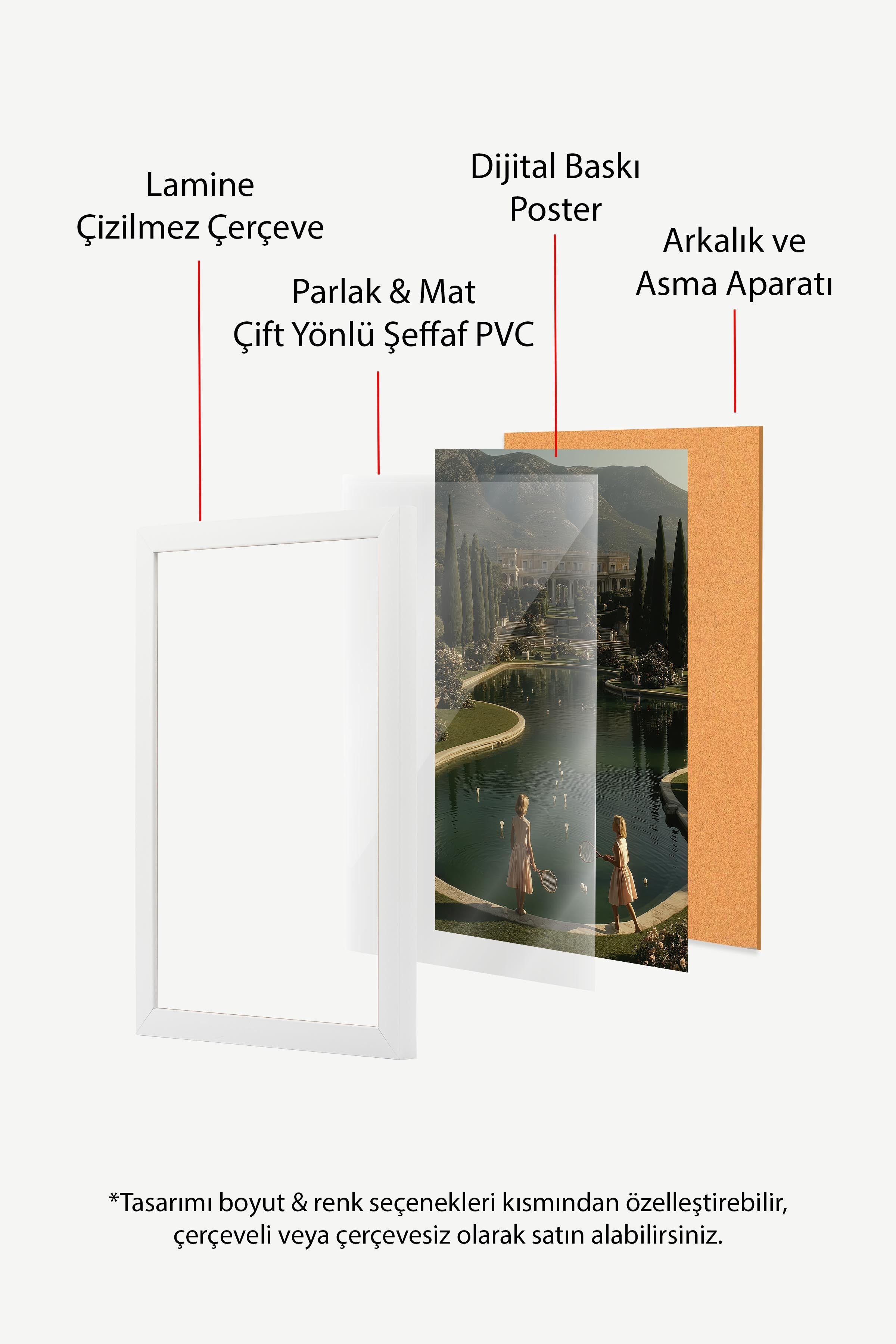 Çocuklar ve Tenis Posteri, Beyaz Çerçeveli Poster, Old Money Serisi, NO:113250