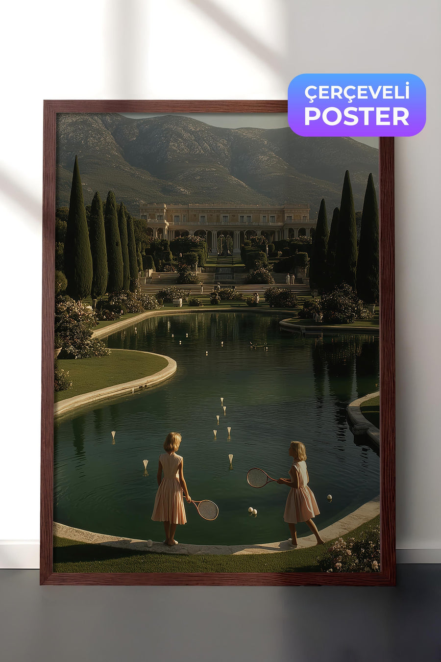 Çocuklar ve Tenis Old Money Poster – Kahverengi Çerçeveli Tablo