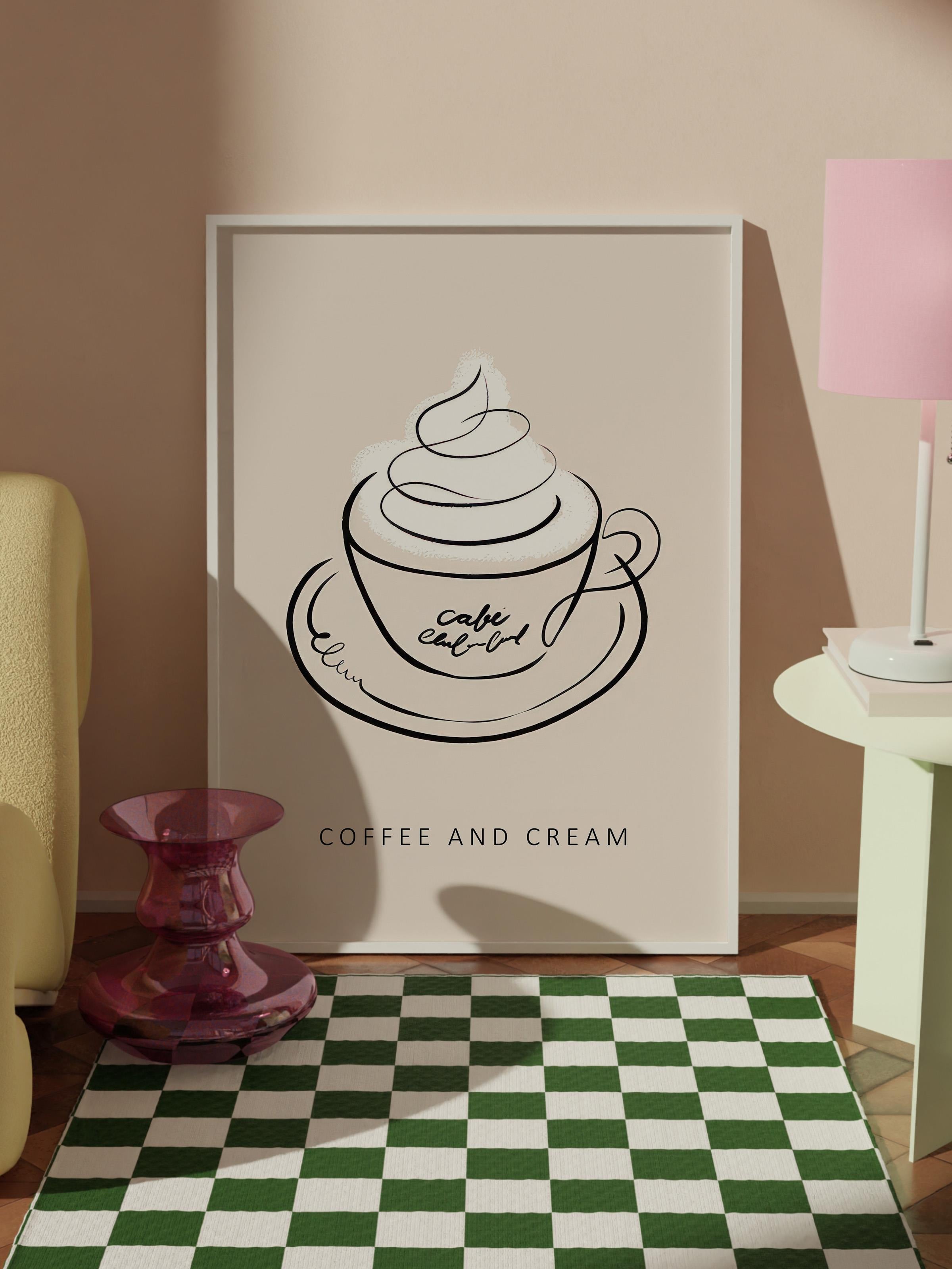 Coffee and Cream Çerçeveli Tablo, Beyaz Çerçeve ve Poster, Duvar Tablosu Comfort Serisi NO:108556