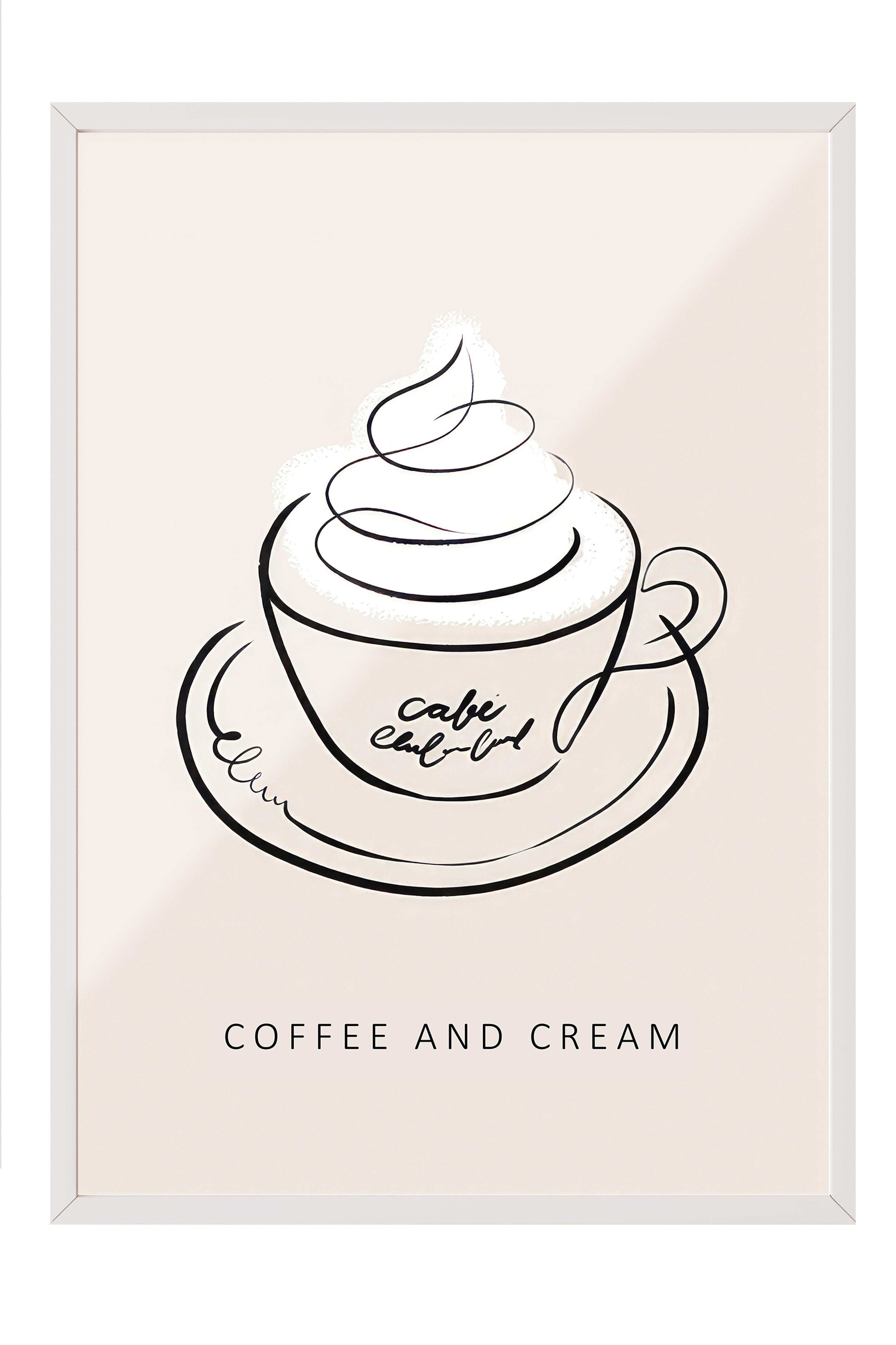Coffee and Cream Çerçeveli Tablo, Beyaz Çerçeve ve Poster, Duvar Tablosu Comfort Serisi NO:108556
