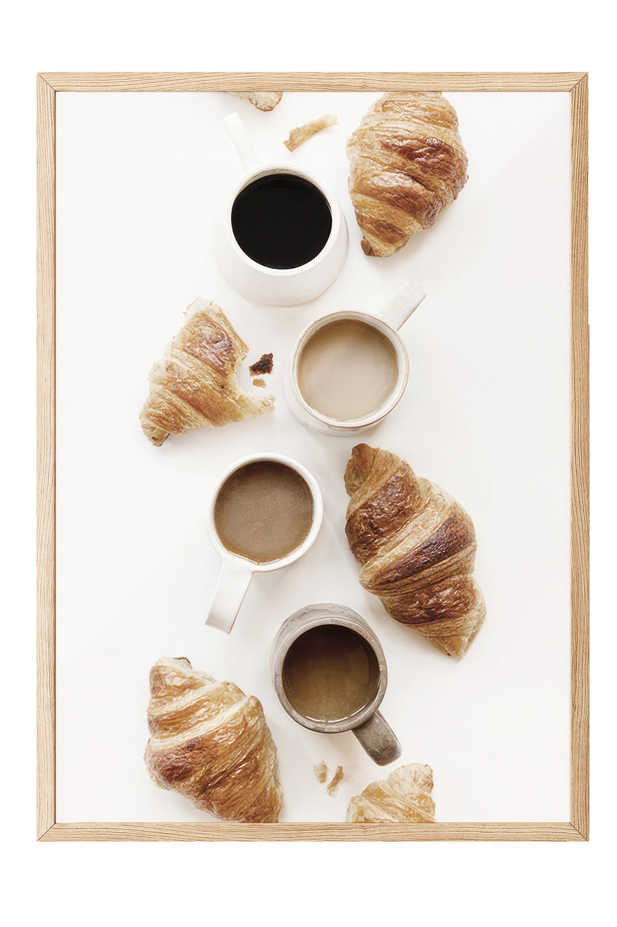 Coffee and Croissants Ahşap Çerçeveli Tablo, Yatay Duvar Tablosu Comfort Serisi NO:108560