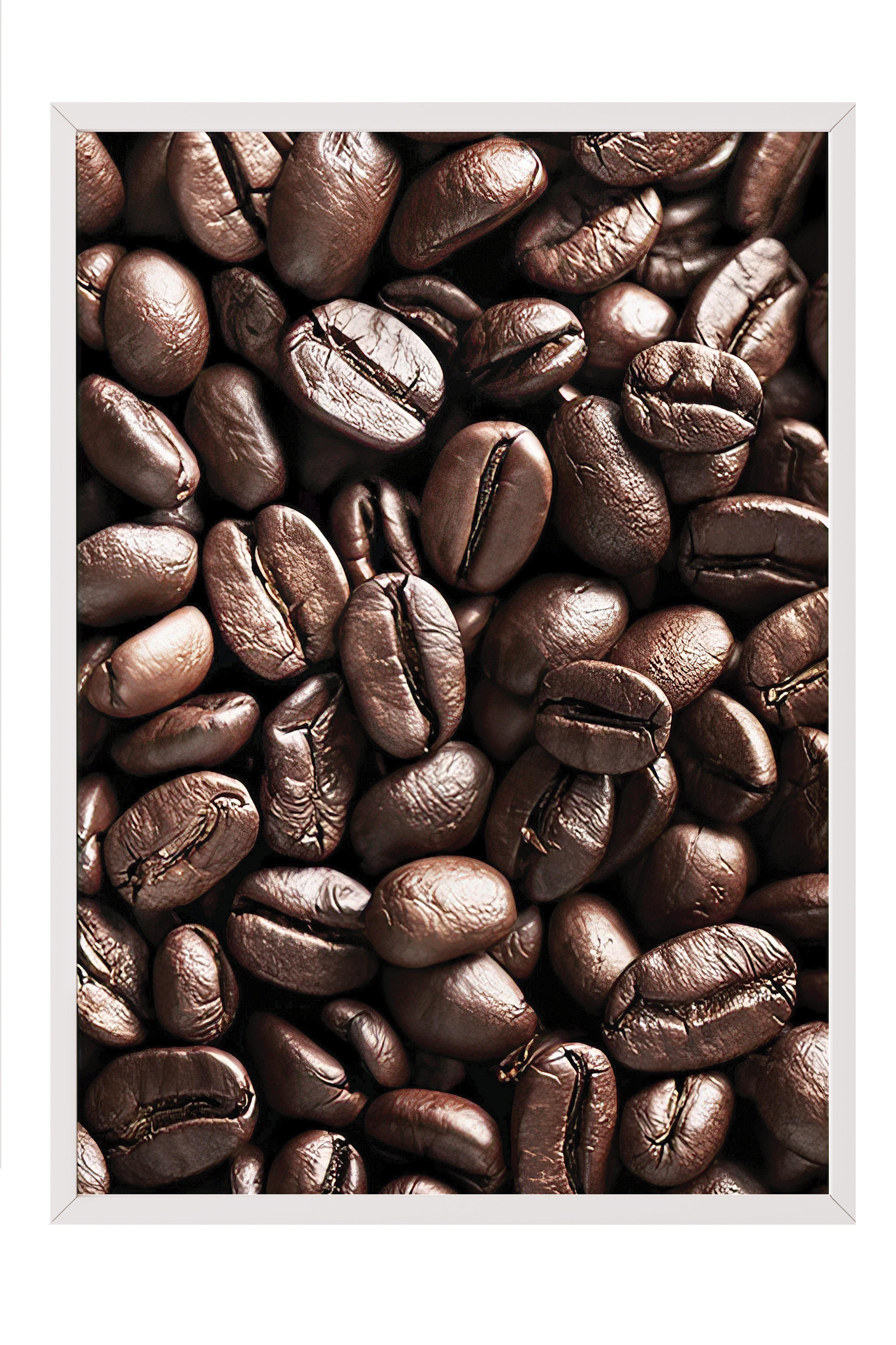 Coffee Beans Çerçeveli Tablo, Beyaz Çerçeve ve Poster, Dikey Duvar Tablosu Comfort Serisi NO:108404